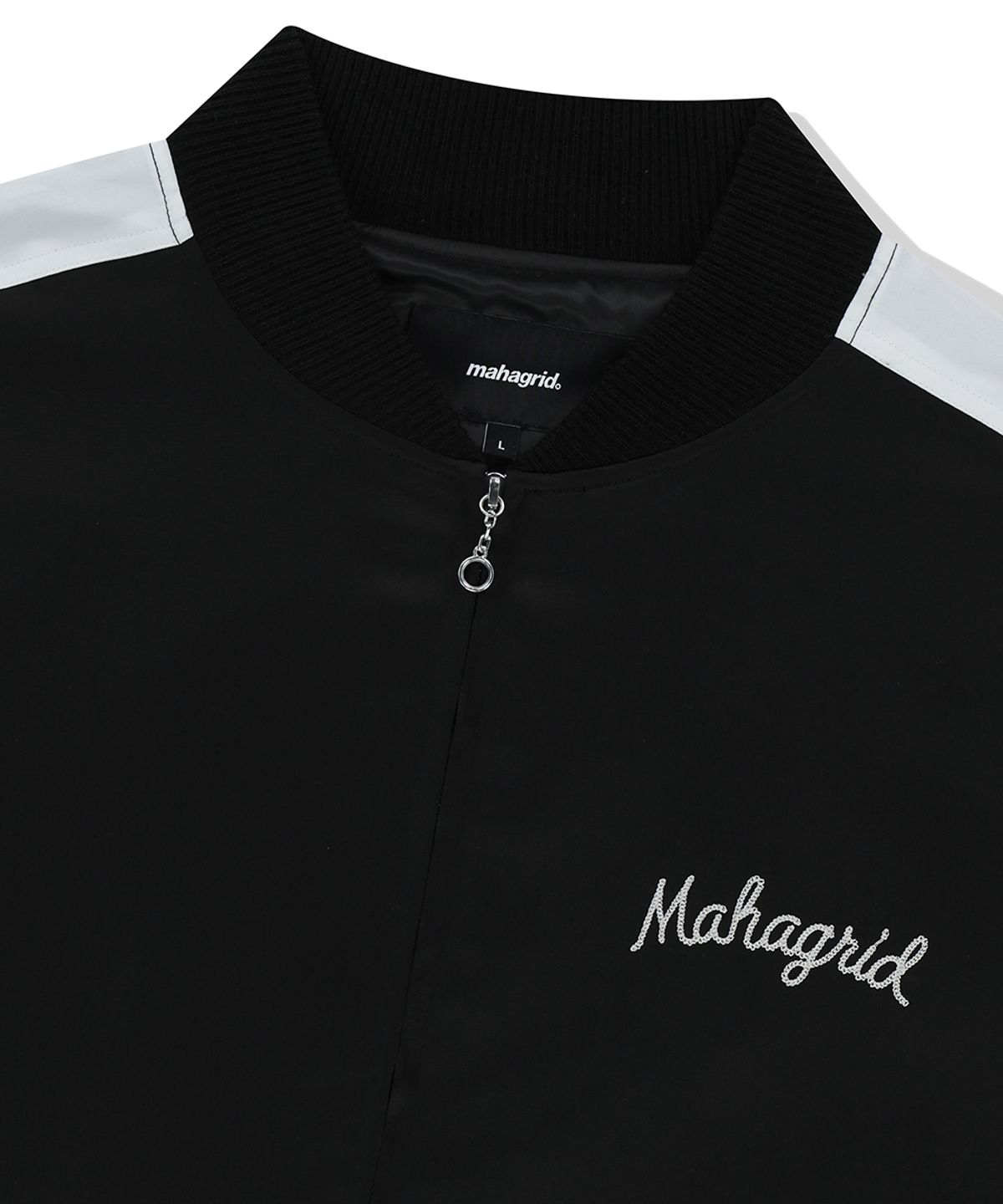 마하그리드(MAHAGRID) ROPE LOGO SATIN JACKET BLACK(MG2FSMJ246A)