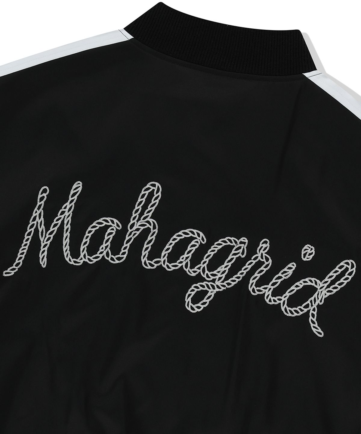 마하그리드(MAHAGRID) ROPE LOGO SATIN JACKET BLACK(MG2FSMJ246A)