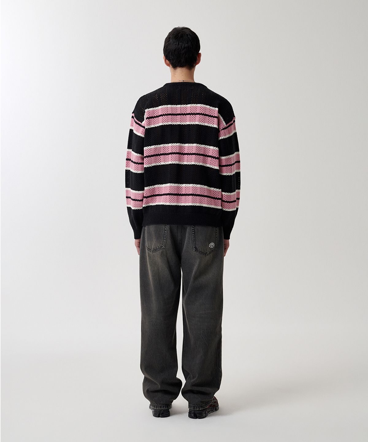 마하그리드(MAHAGRID) MESH STRIPE KNIT BLACK(MG2FSMK611A)