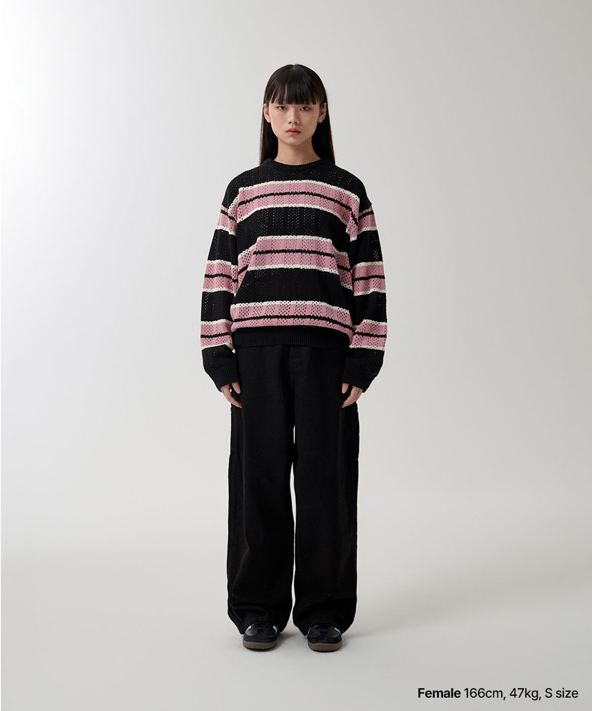 마하그리드(MAHAGRID) MESH STRIPE KNIT BLACK(MG2FSMK611A)