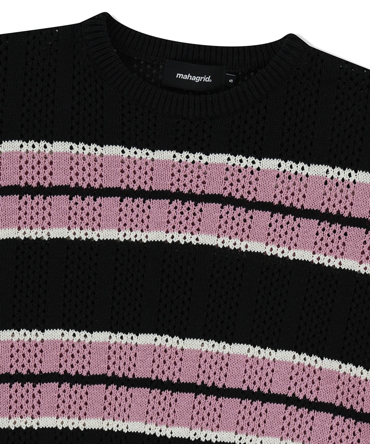 마하그리드(MAHAGRID) MESH STRIPE KNIT BLACK(MG2FSMK611A)