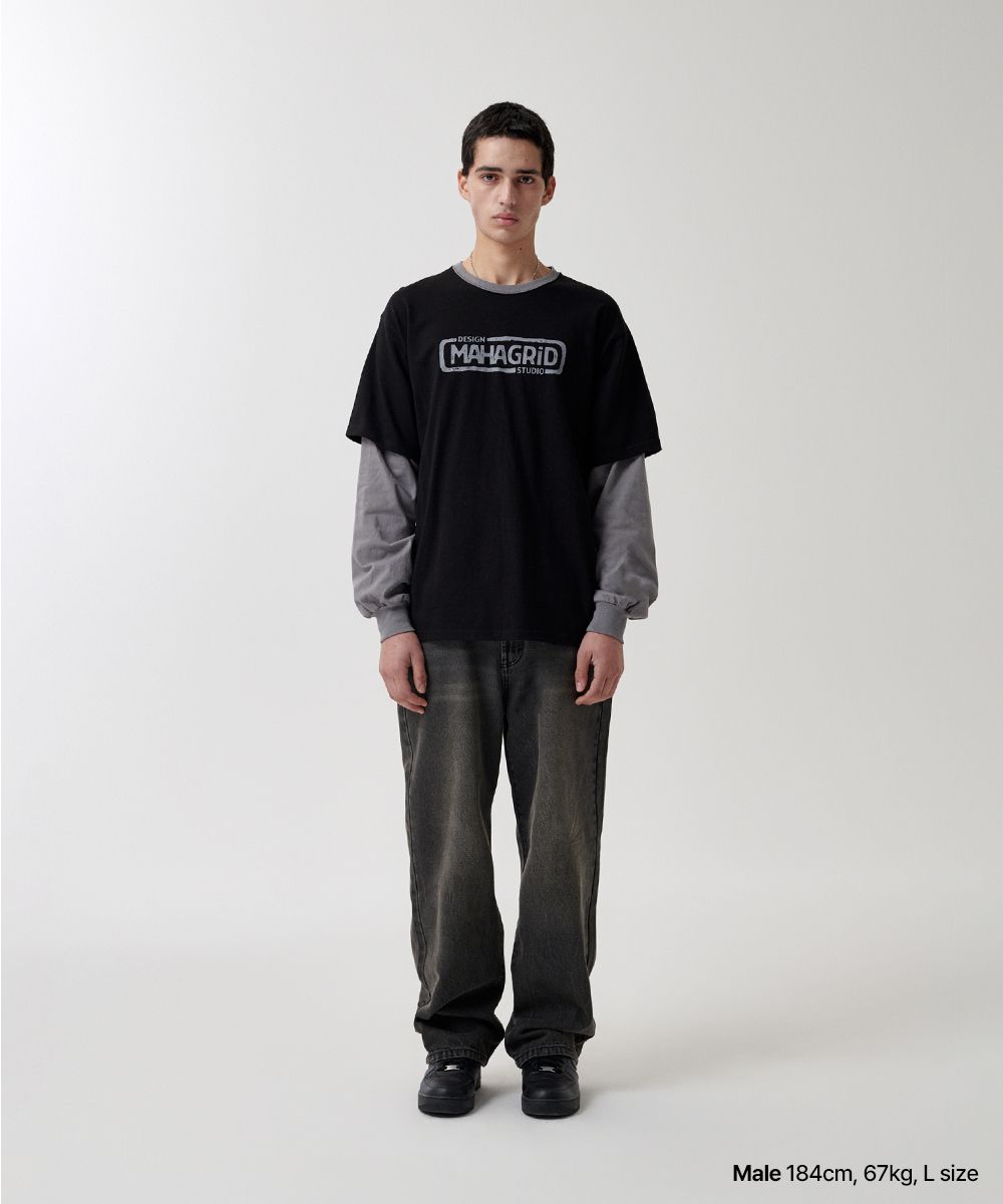【mahagrid】25SS★ BANNER LOGO LAYERED LS TEE MUSINSA | MAHAGRID BANNER LOGO LAYERED LS TEE BLACK(MG2FSMM555A)