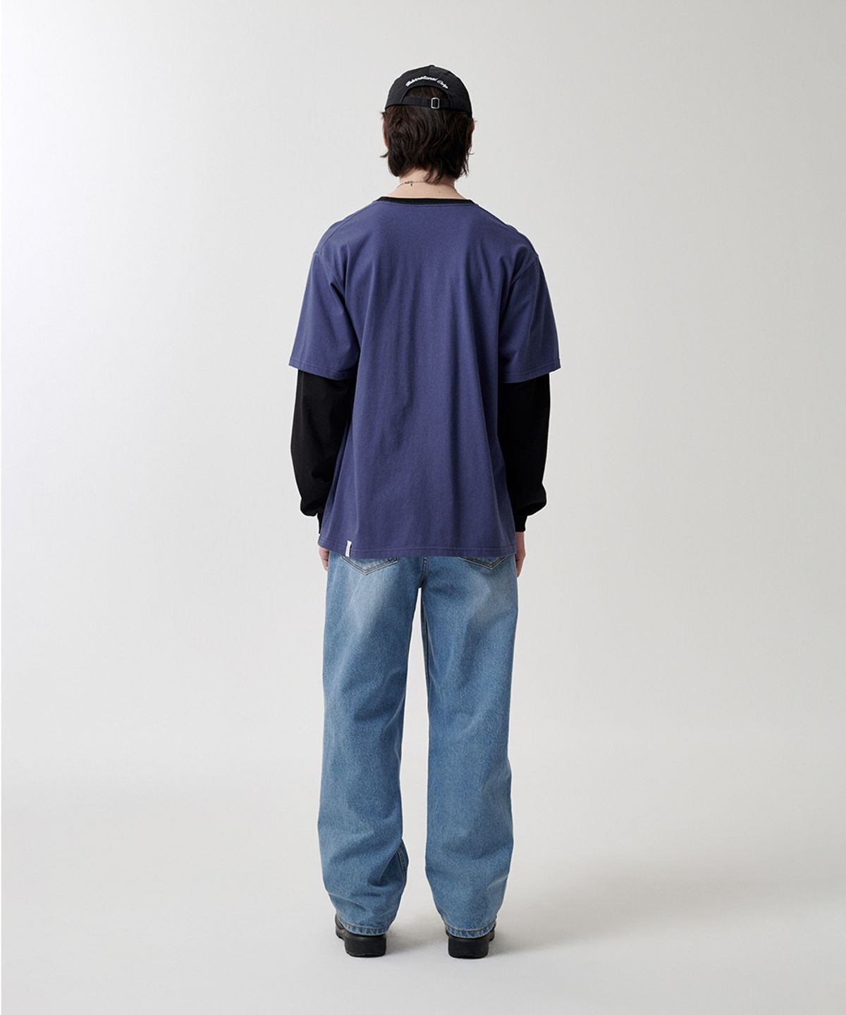 마하그리드(MAHAGRID) BANNER LOGO LAYERED LS TEE NAVY(MG2FSMM555A)