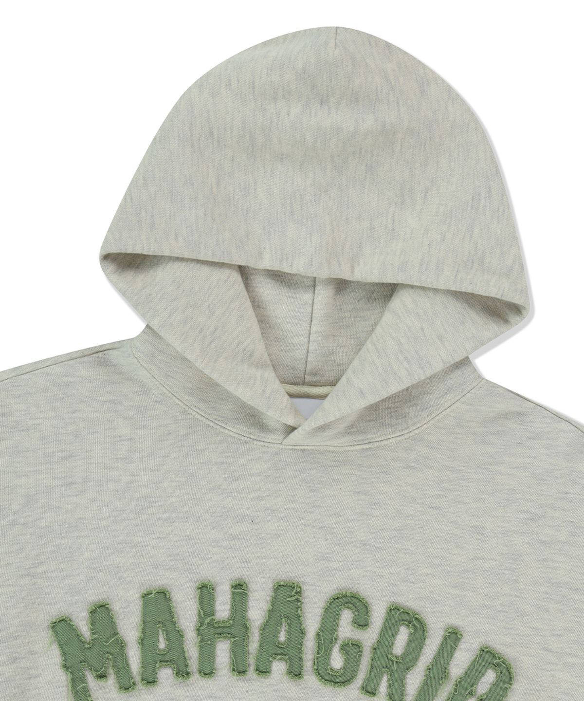 마하그리드(MAHAGRID) TWILL CUT OFF APPLIQUTE HOODIE OATMEAL(MG2FSMM403A)