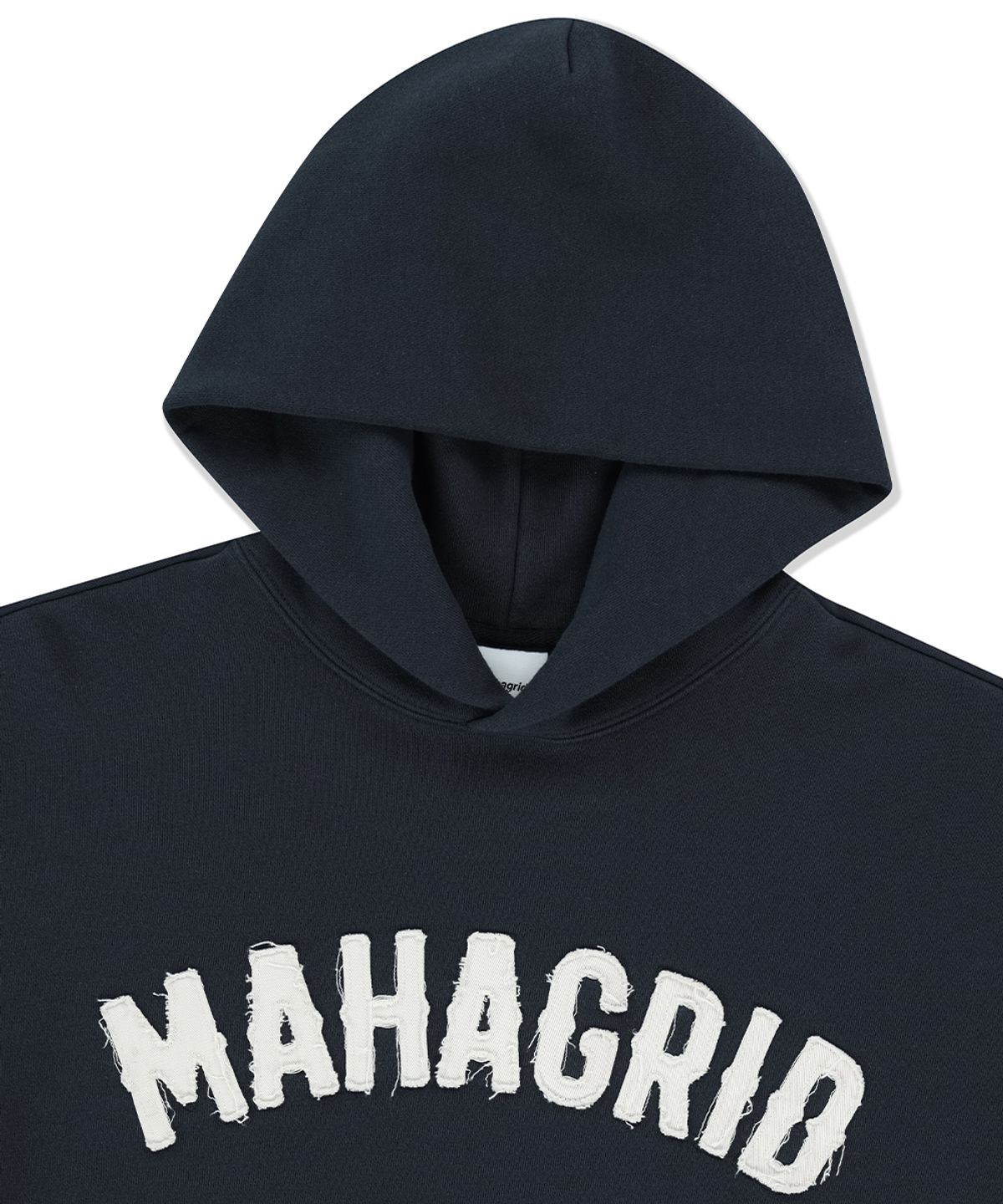 마하그리드(MAHAGRID) TWILL CUT OFF APPLIQUTE HOODIE NAVY(MG2FSMM403A)