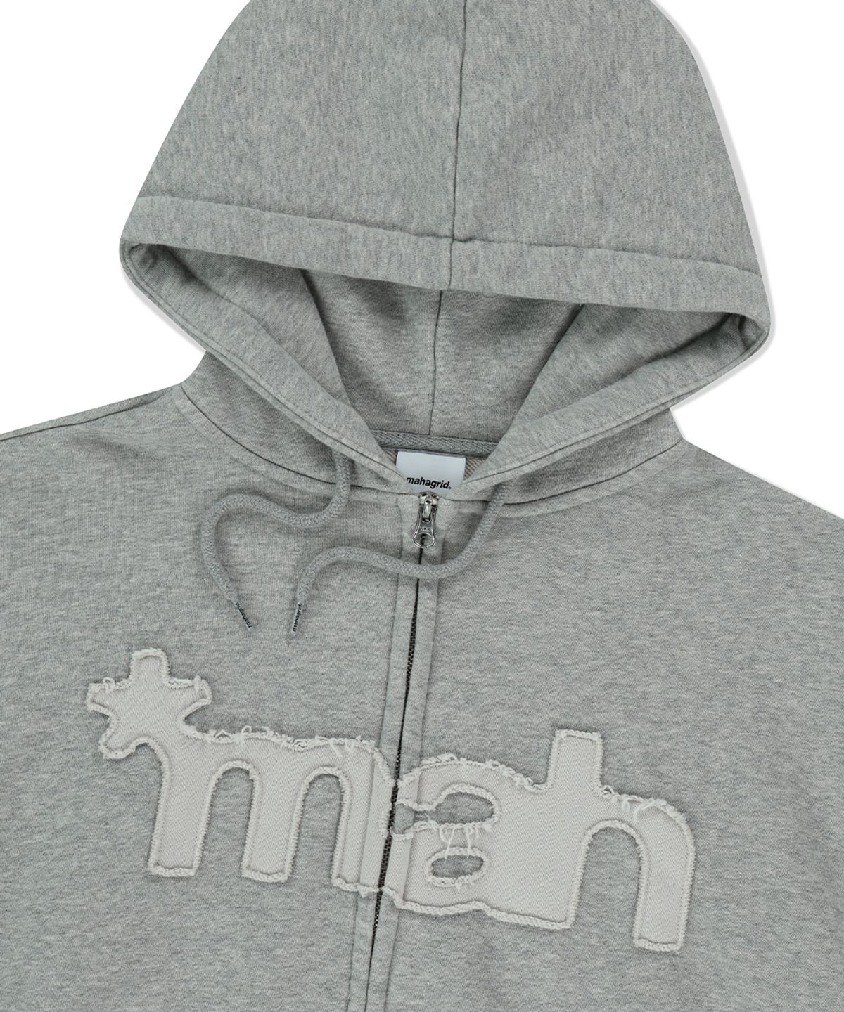 마하그리드(MAHAGRID) mah CUT OFF APPLIQUE ZIP-UP HOODIE GREY(MG2FSMM492A)