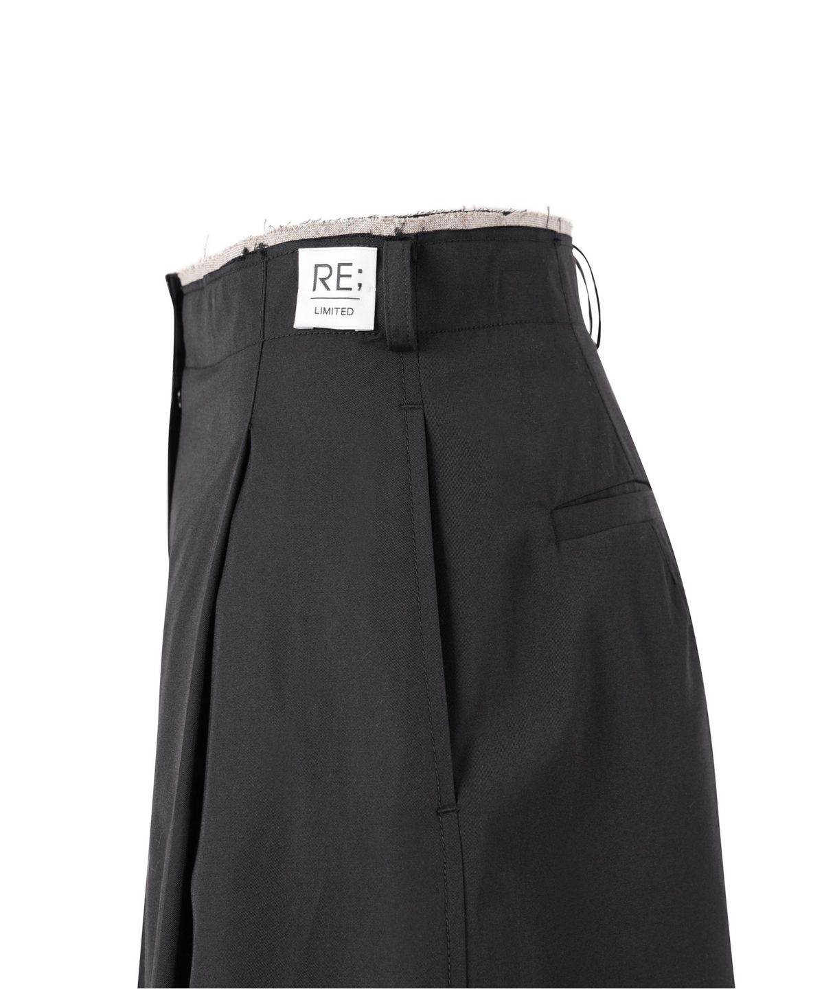 래코드(RECODE) Raw Edged Two Tuck Pants_RQPAS25531BKX