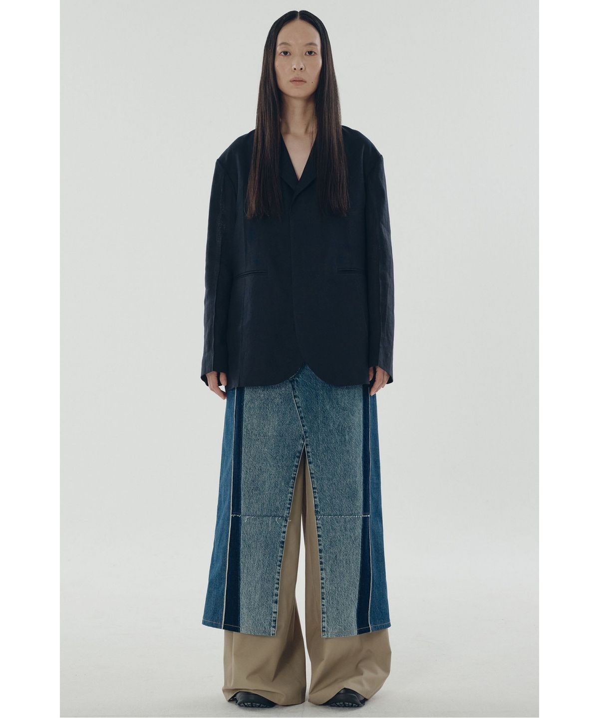 래코드(RECODE) Raw Edged Two Tuck Pants_RQPAS25531BEX