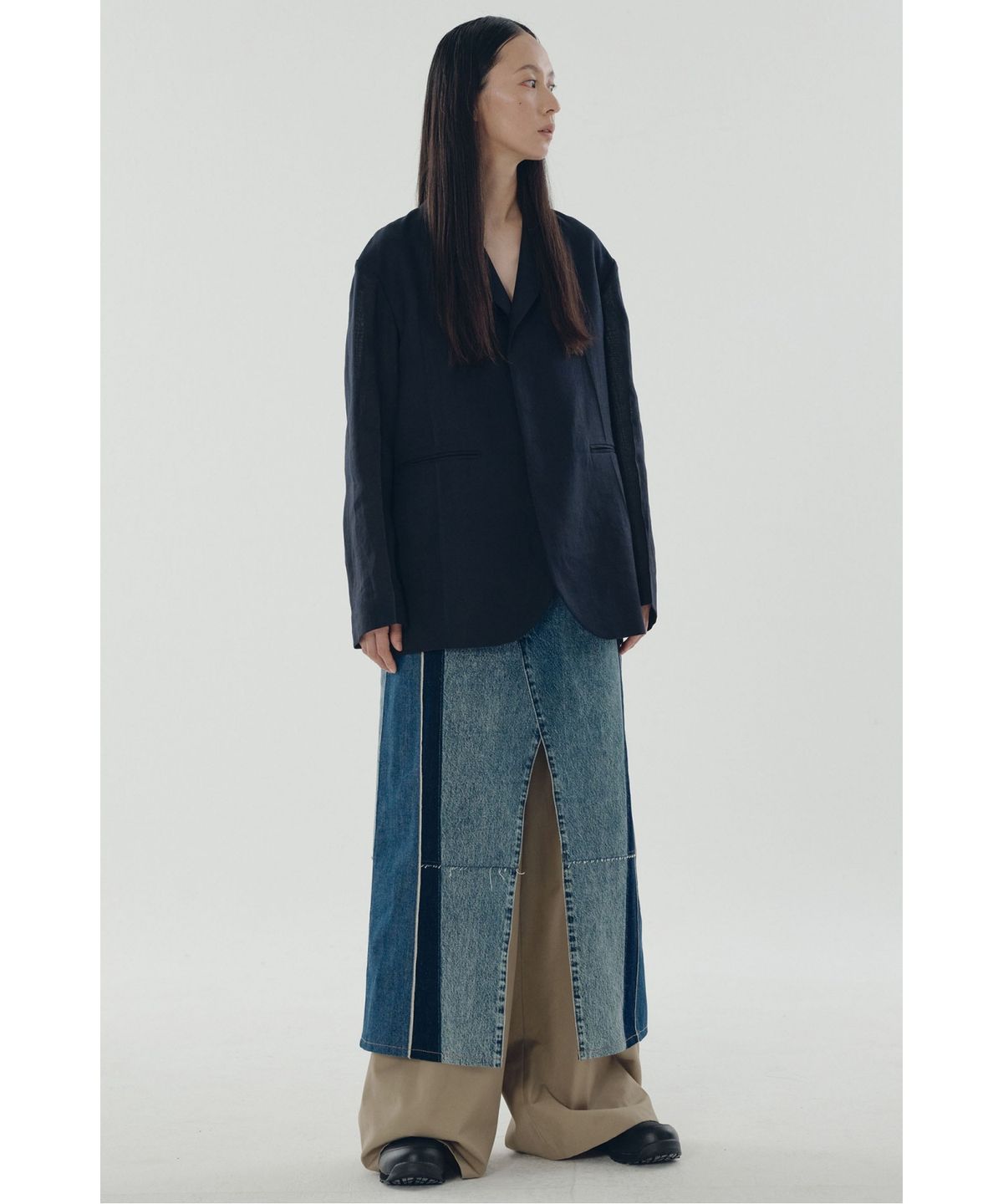 래코드(RECODE) Raw Edged Two Tuck Pants_RQPAS25531BEX