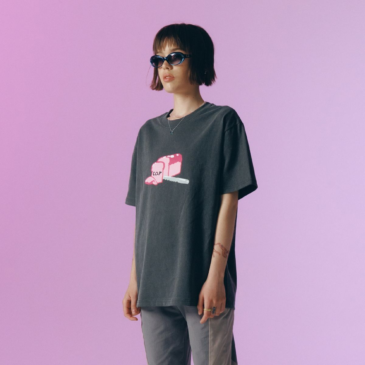 슬로코스터(SLOWCOASTER) SLCO UNBALANCED TEE Dark Grey