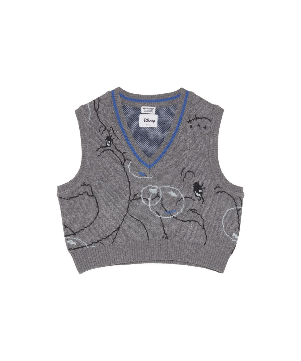슬로코스터(SLOWCOASTER) [SLCOxDisney] Fantasia elephants_크롭 니트베스트 Grey