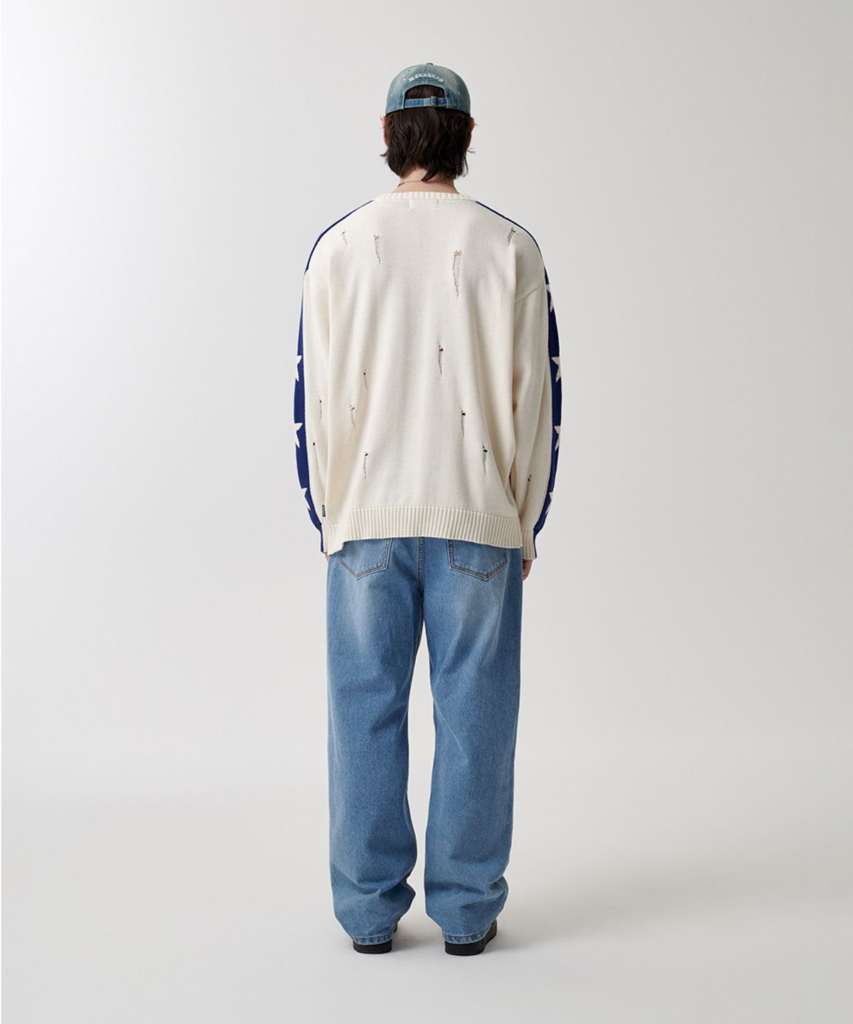 마하그리드(MAHAGRID) STAR CRASH KNIT CREWNECK BEIGE(MG2FSMK610A)