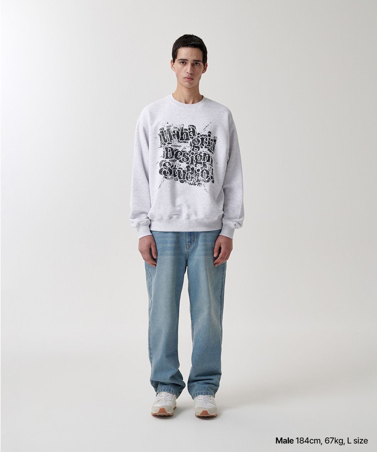 마하그리드(MAHAGRID) SPLATTER SWEATSHIRT LIGHT GREY(MG2FSMM443A)