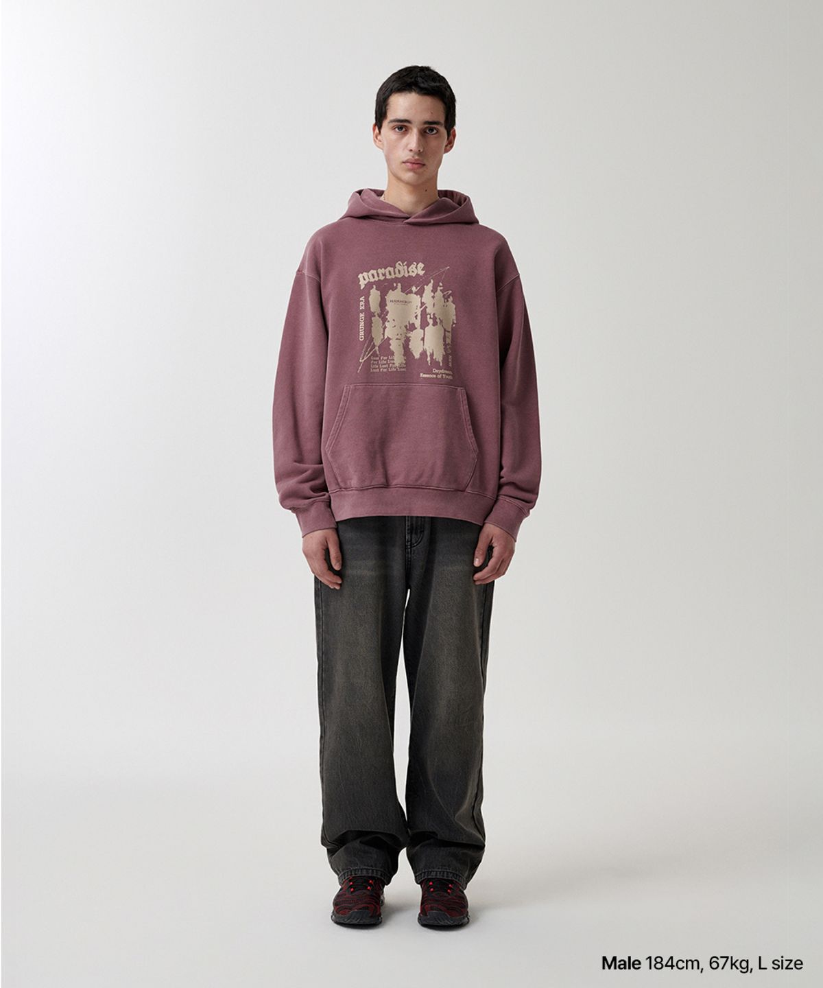 마하그리드(MAHAGRID) PARADISE PIGMENT HOODIE BURGUNDY(MG2FSMM410A)