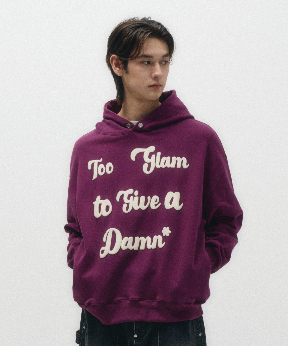 이코르(ECORR) DAMN 볼륨 프린트 후드티_퍼플
