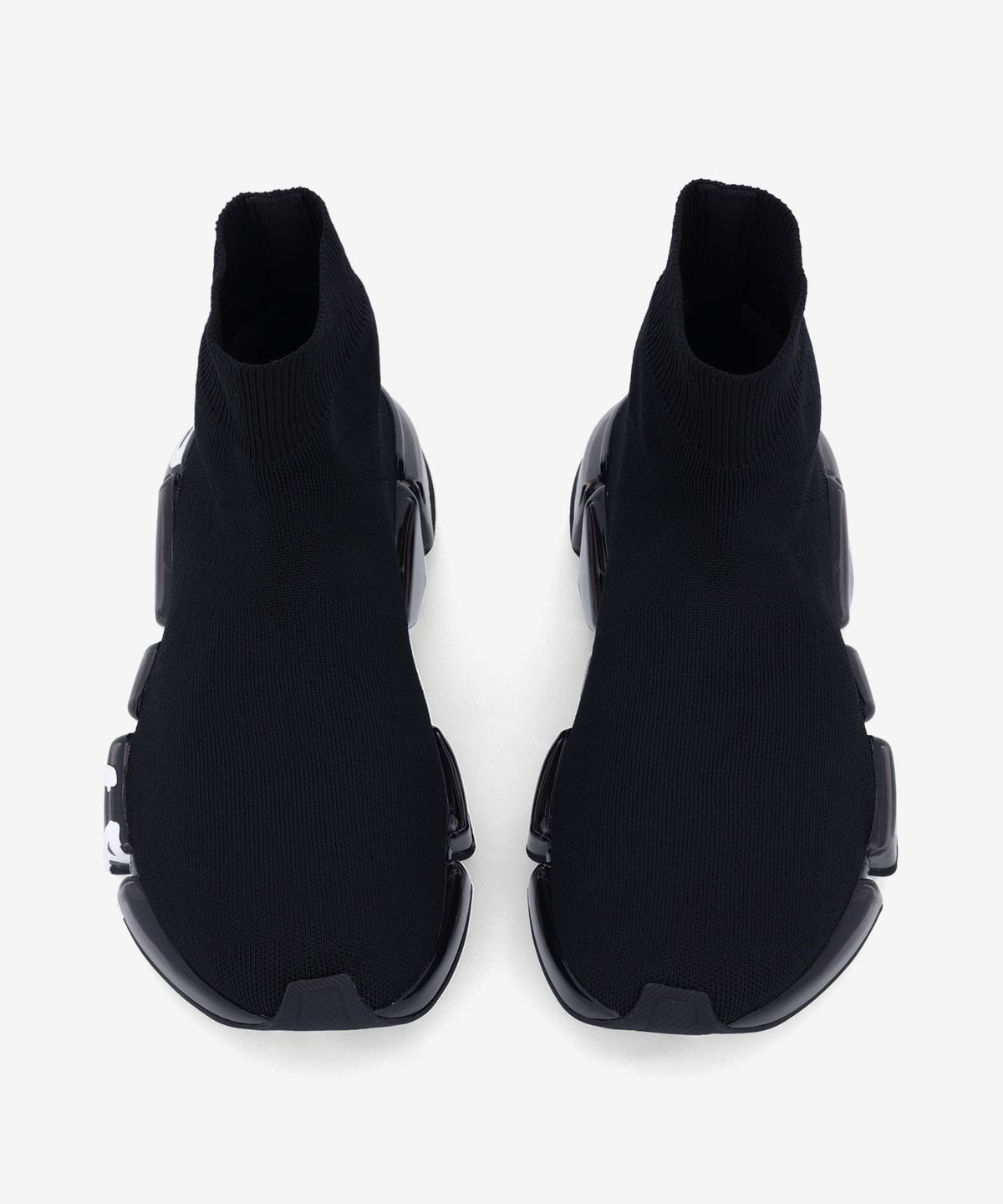 발렌시아가(BALENCIAGA) 스피드 2.0 풀 클리어 솔 그래피티 리사이클드 니트 스니커즈 - 블랙:화이트 / 617196W2DIA1190