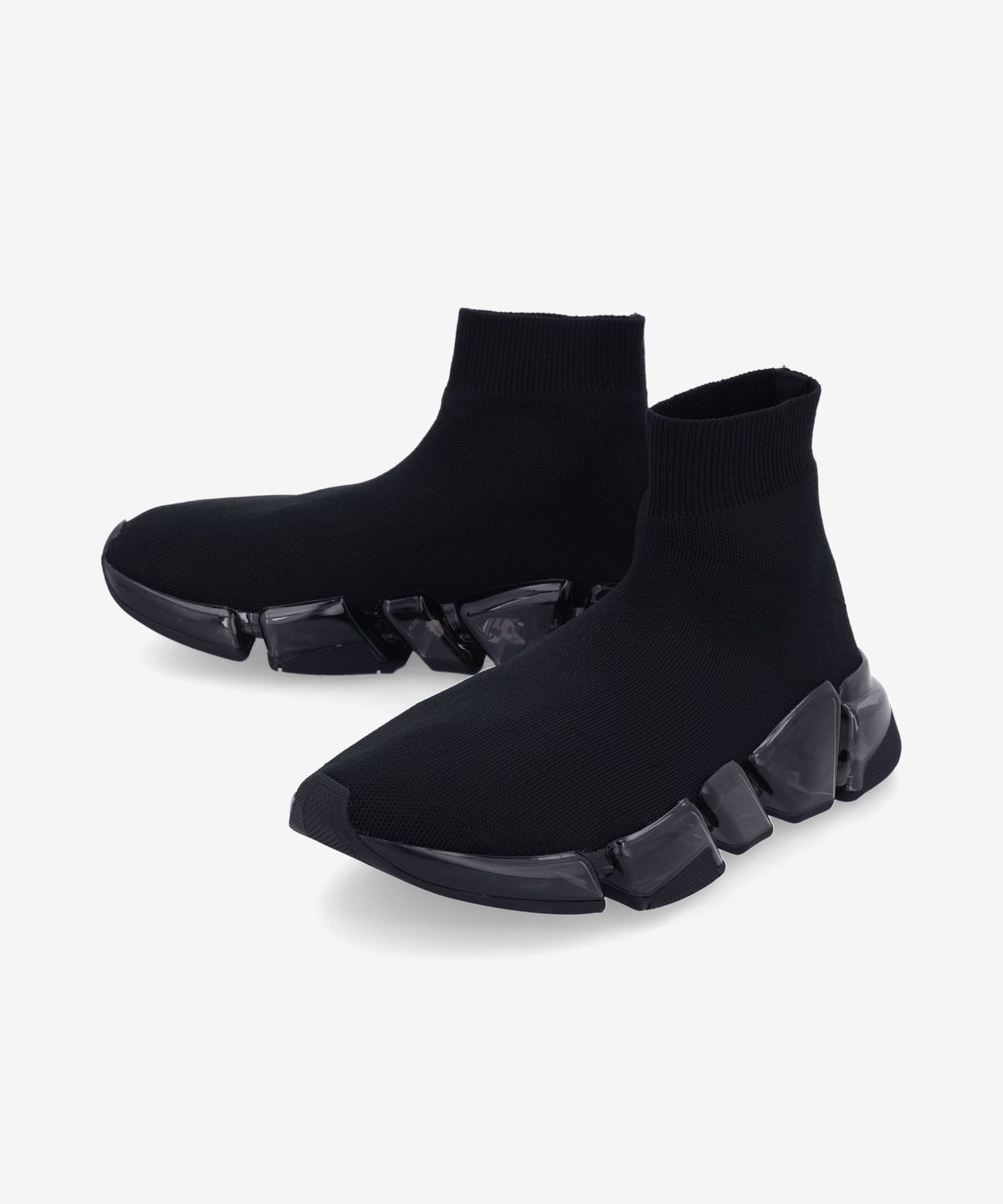 발렌시아가(BALENCIAGA) 스피드 2.0 풀 클리어 솔 그래피티 리사이클드 니트 스니커즈 - 블랙:화이트 / 617196W2DIA1190