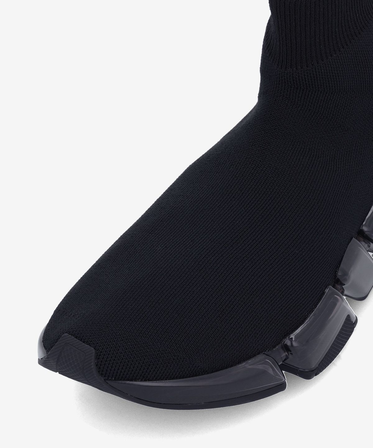 발렌시아가(BALENCIAGA) 스피드 2.0 풀 클리어 솔 그래피티 리사이클드 니트 스니커즈 - 블랙:화이트 / 617196W2DIA1190