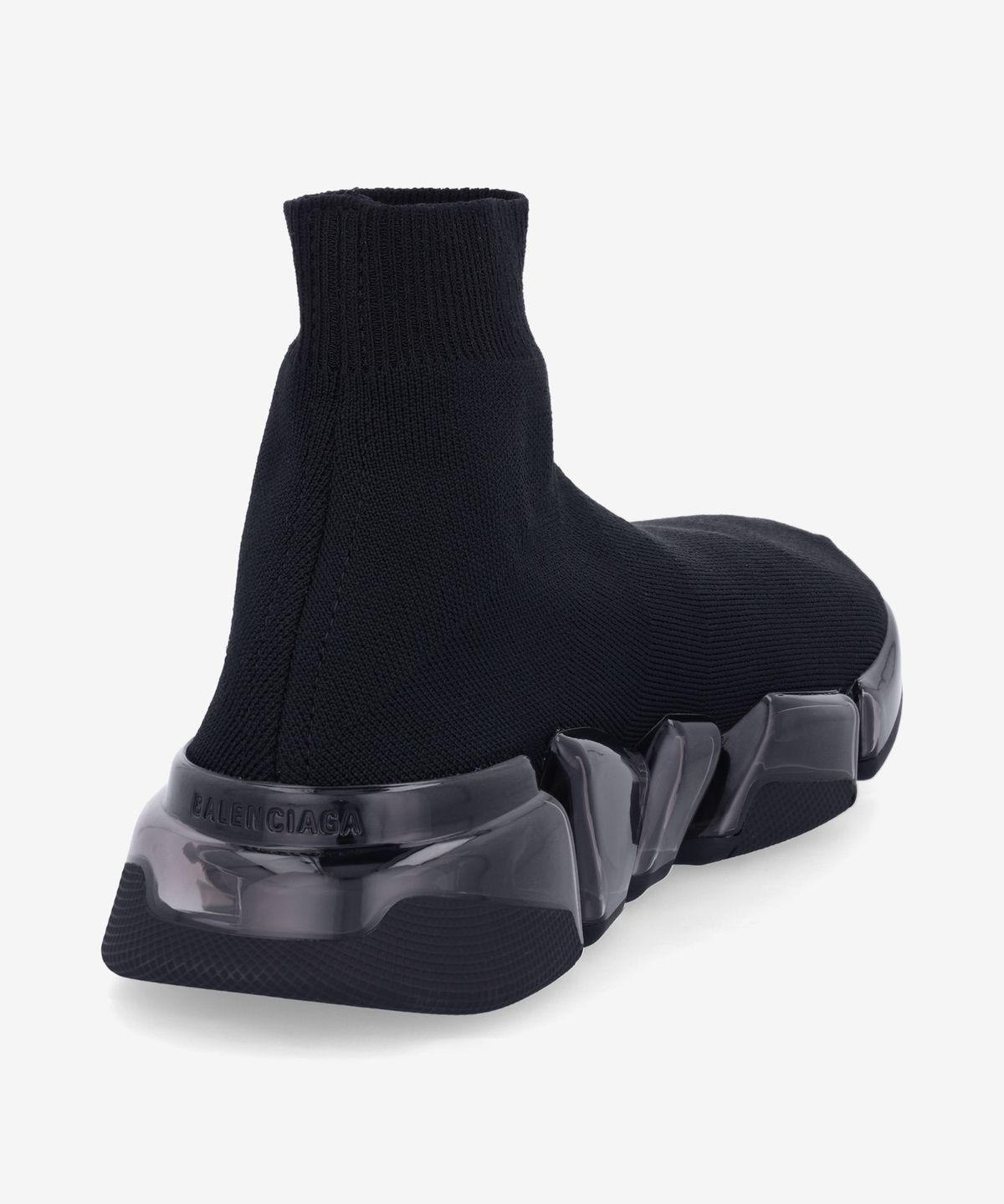 발렌시아가(BALENCIAGA) 스피드 2.0 풀 클리어 솔 그래피티 리사이클드 니트 스니커즈 - 블랙:화이트 / 617196W2DIA1190