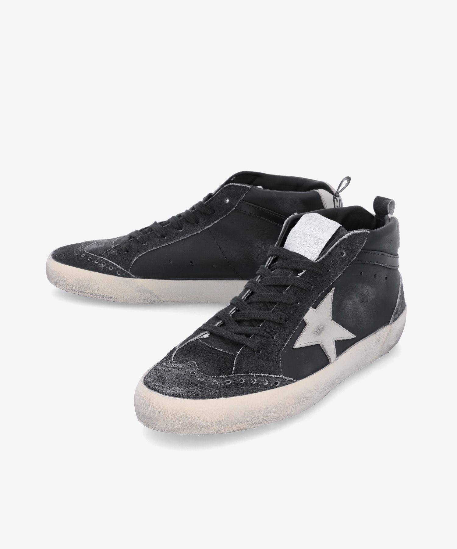 ★Golden ★ Mid Star Lace Up Sneakers Black GMF00122F00 MUSINSA | GOLDEN GOOSE Mid Star Lace-Up Sneakers - Black