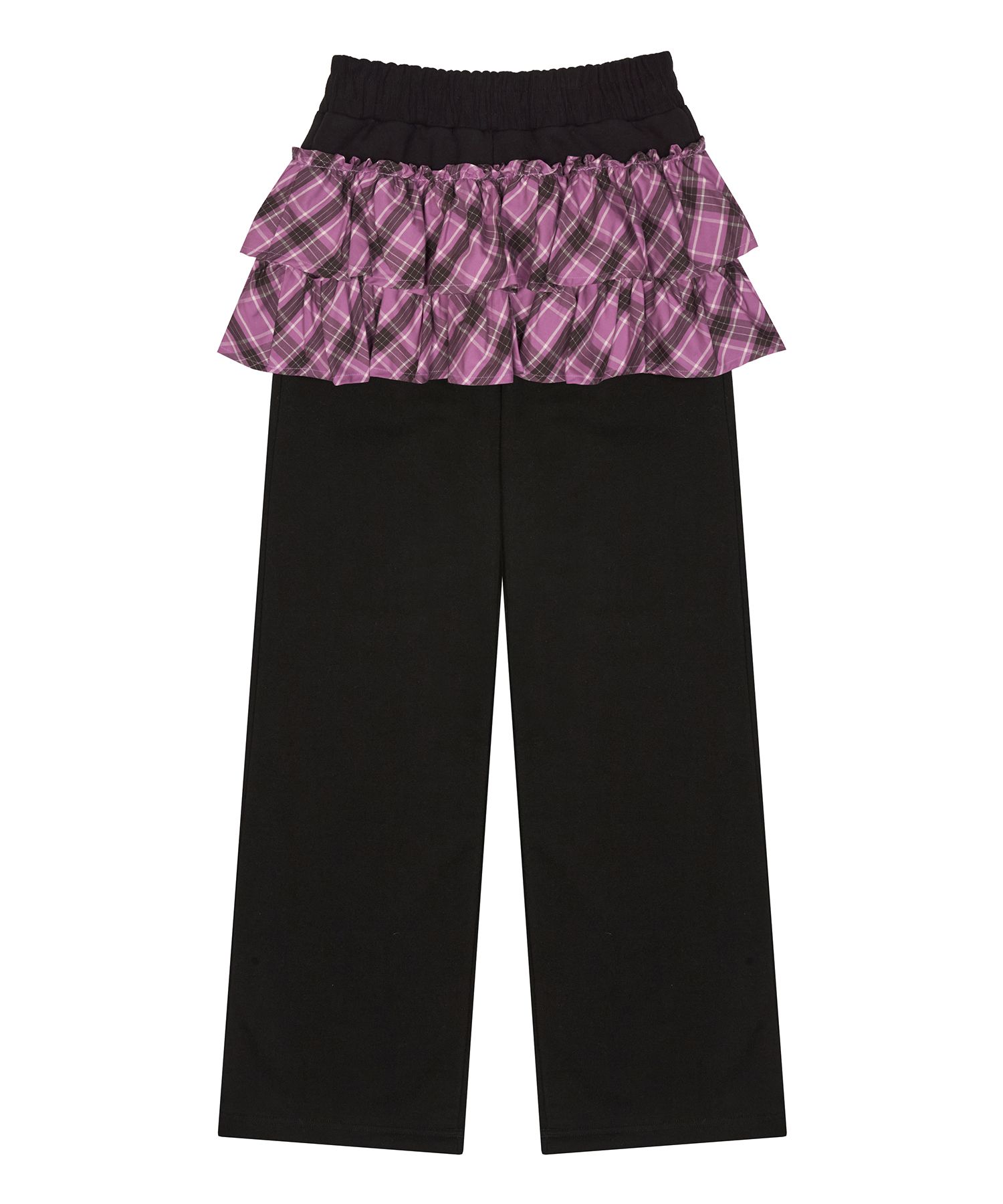 ★2025SS新作★LUV IS TRUE★BASIC ILOVEU FRILL PANTS MUSINSA | LUV IS TRUE IM PATTERN FRILL PANTS(BLACK)