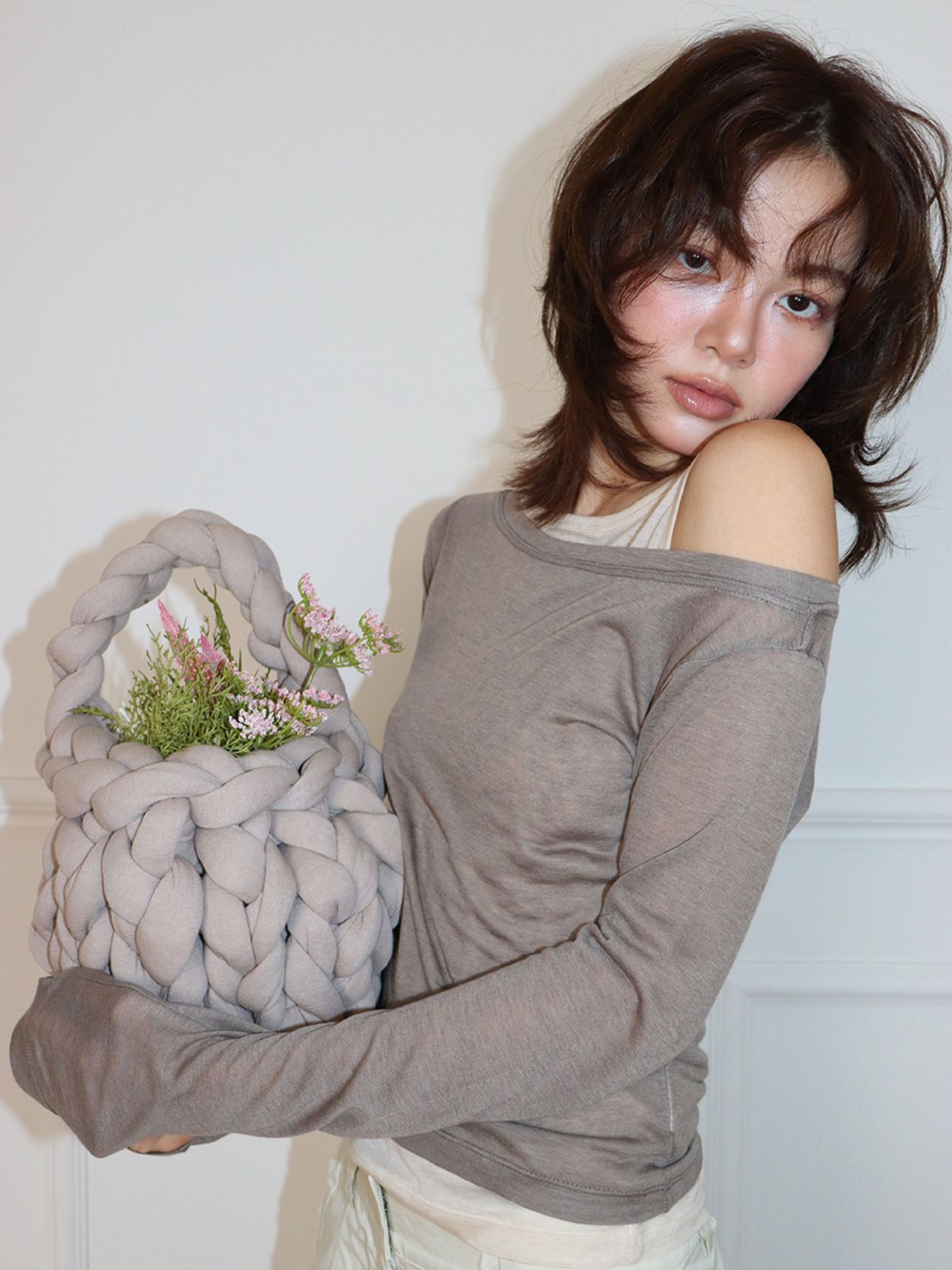 민더리(MEENDERI) 2WAY SHEER LAYERED TOP - BEIGE