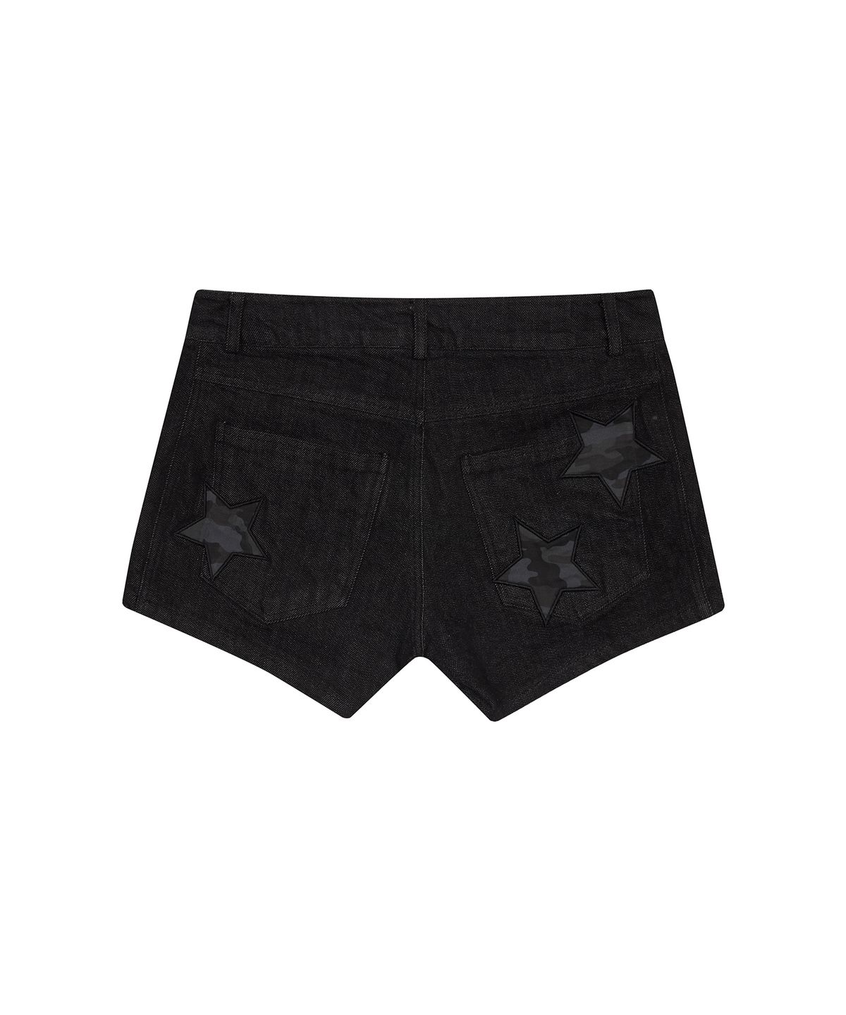러브이즈트루(LUVISTRUE) IM DENIM STAR PATCH SHORTS(BLACK)