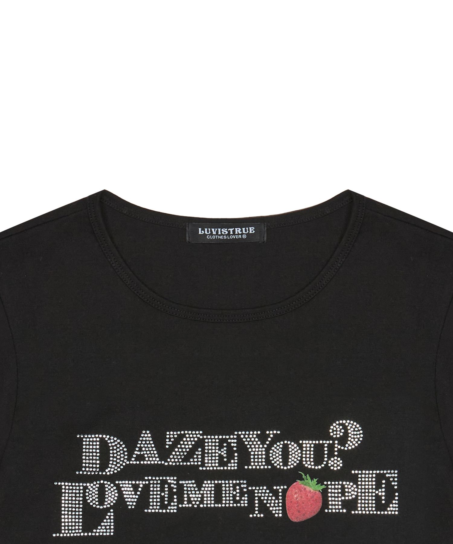 ★LUVISTRUE★IM STRAWBERRY LETTERING TEE(BLACK)★正規品/人気 セール】IM STRAWBERRY LETTERING TEE（Tシャツ/カットソー