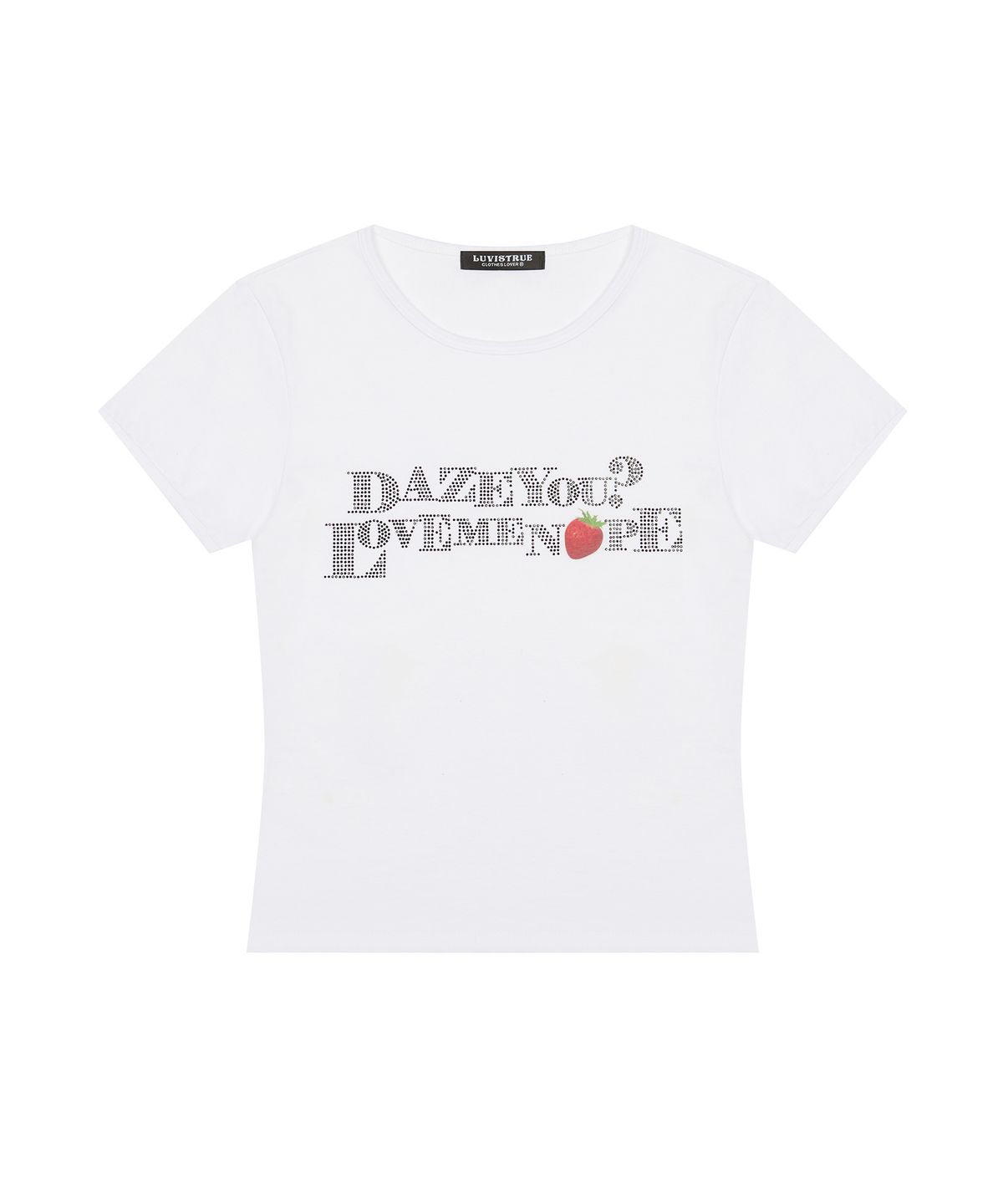 러브이즈트루(LUVISTRUE) IM STRAWBERRY LETTERING TEE(WHITE)
