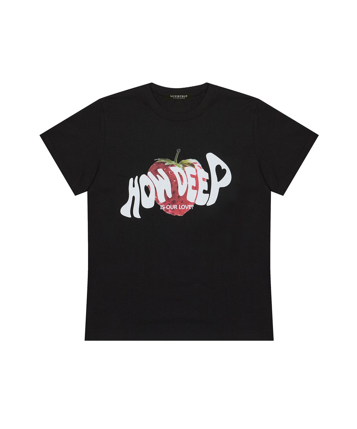 러브이즈트루(LUVISTRUE) IM HOW DEEP STRAWBERRY TEE(BLACK)