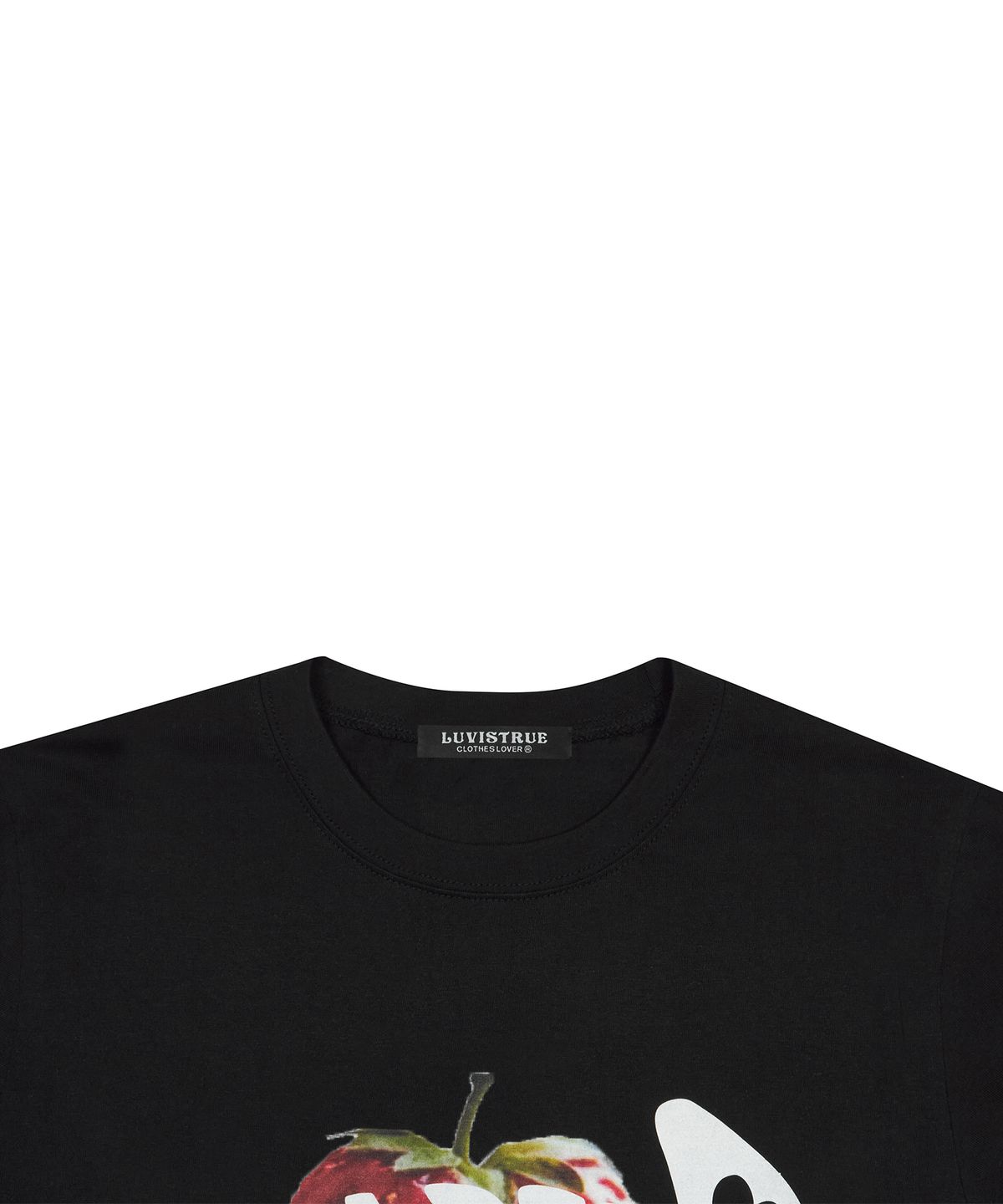 러브이즈트루(LUVISTRUE) IM HOW DEEP STRAWBERRY TEE(BLACK)
