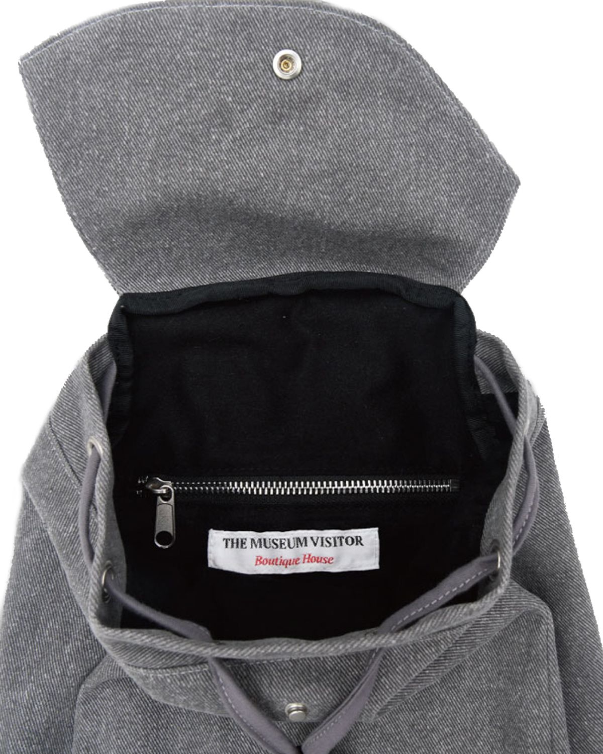 더뮤지엄비지터(THEMUSEUMVISITOR) PATCHWORK STRING MINI BACKPACK (GREY)