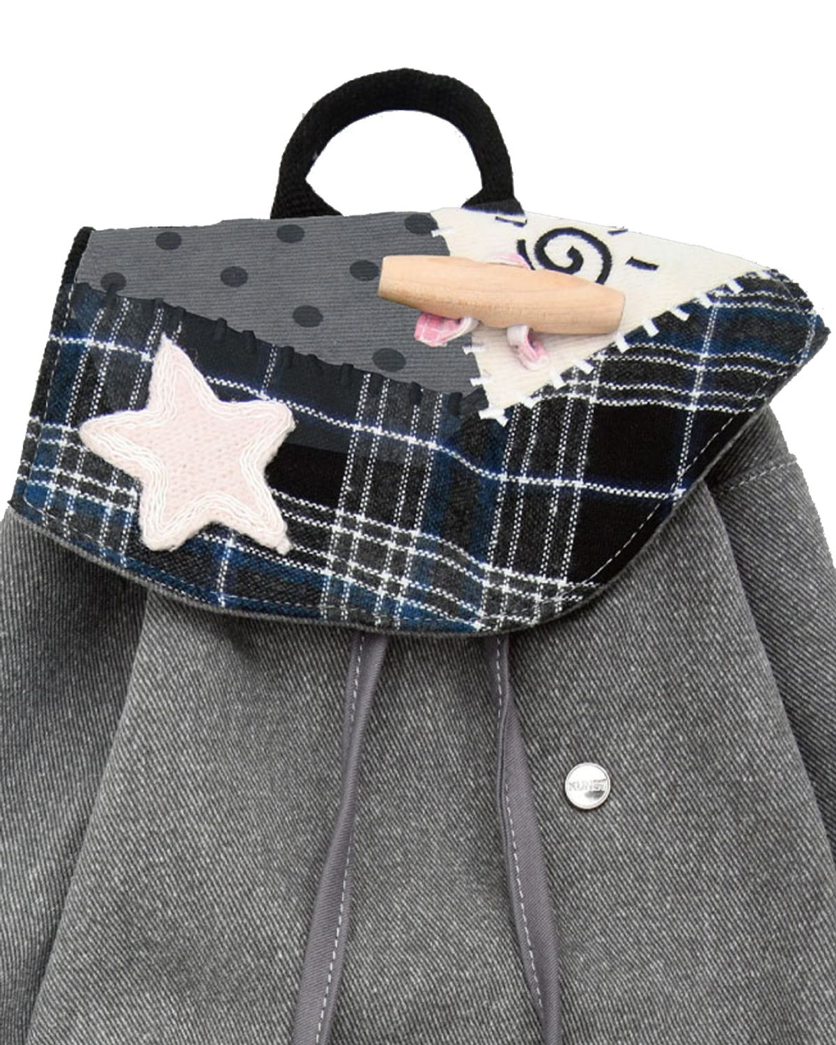 더뮤지엄비지터(THEMUSEUMVISITOR) PATCHWORK STRING MINI BACKPACK (GREY)