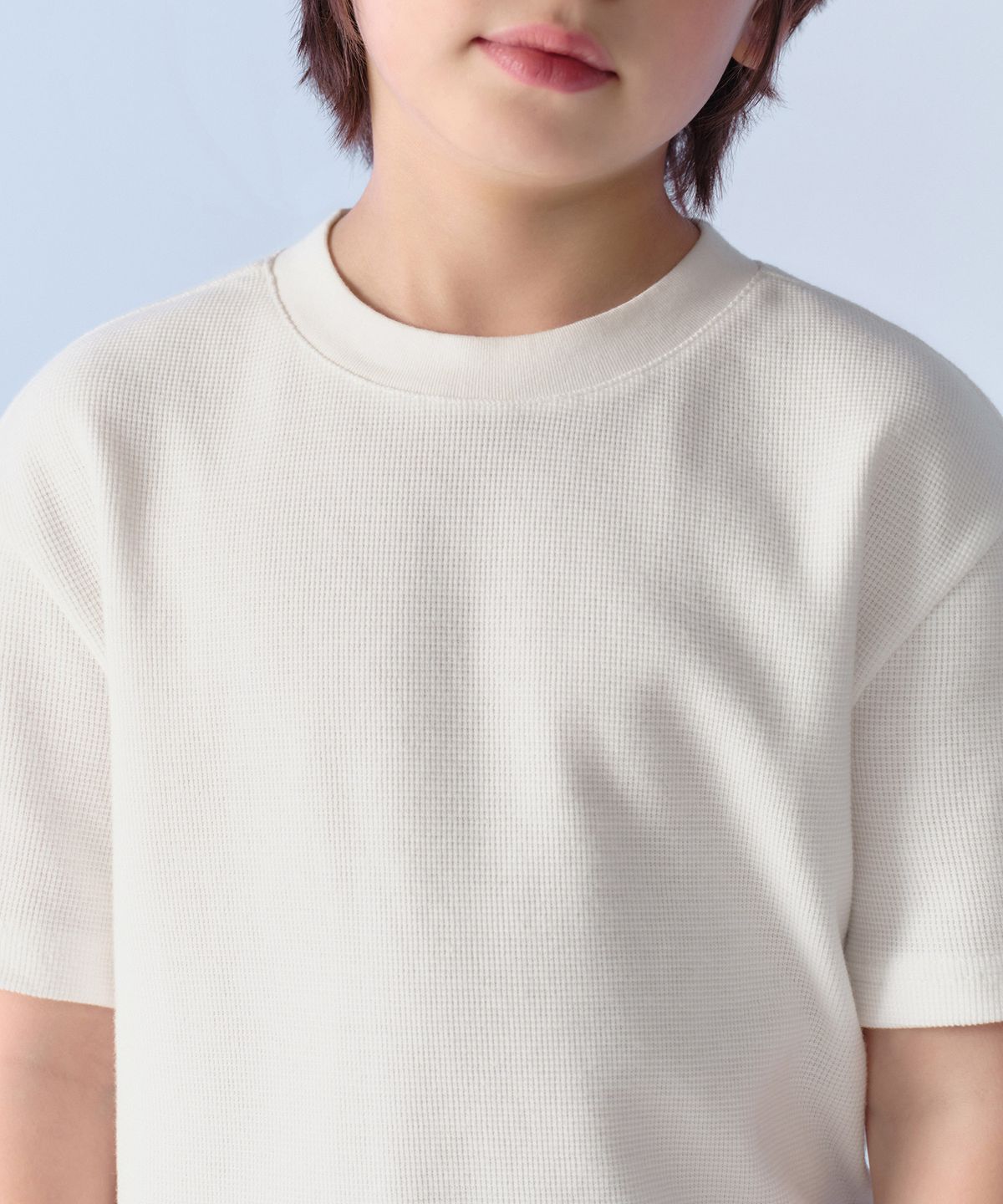 무신사 스탠다드 키즈(MUSINSA STANDARD KIDS) 와플 릴렉스드 크루 넥 티셔츠 [아이보리]