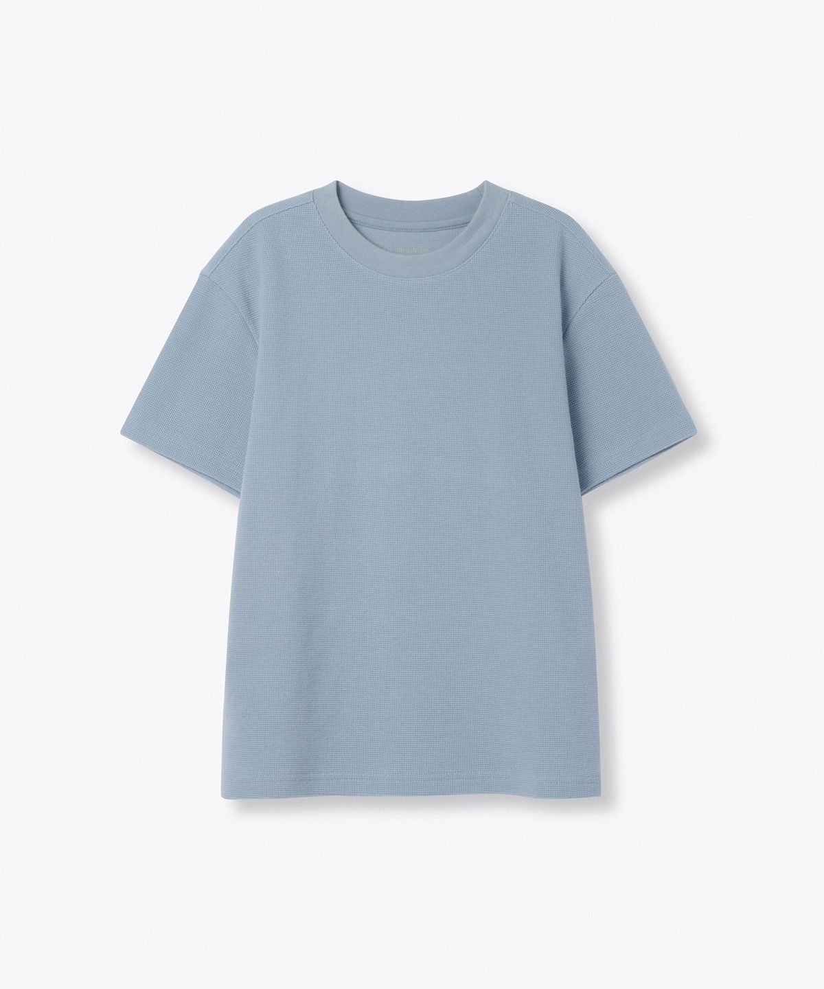 무신사 스탠다드 키즈(MUSINSA STANDARD KIDS) 와플 릴렉스드 크루 넥 티셔츠 [블루 그레이]