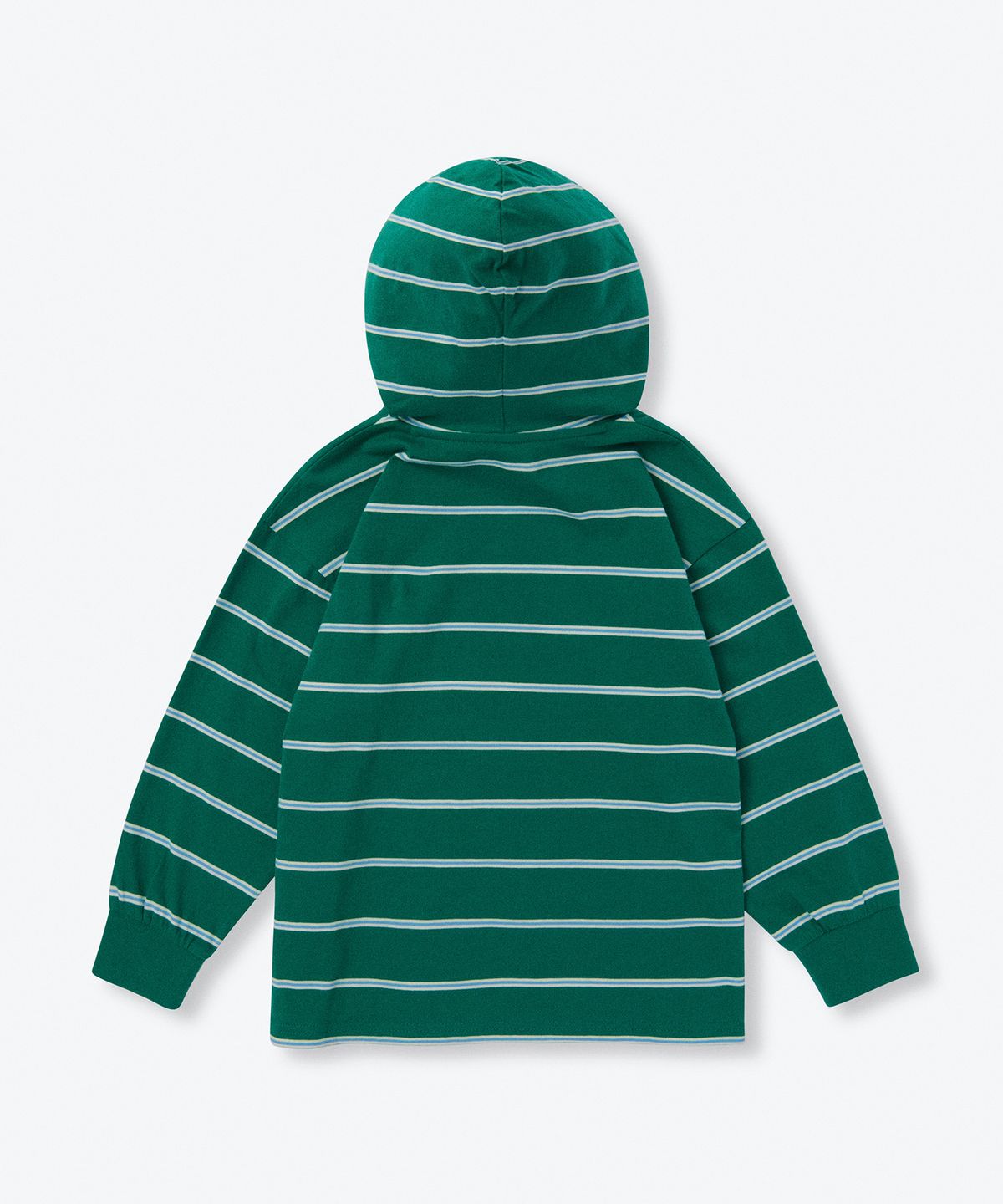 무신사 스탠다드 키즈(MUSINSA STANDARD KIDS) 멀티 스트라이프 후디드 긴소매 티셔츠 [그린]