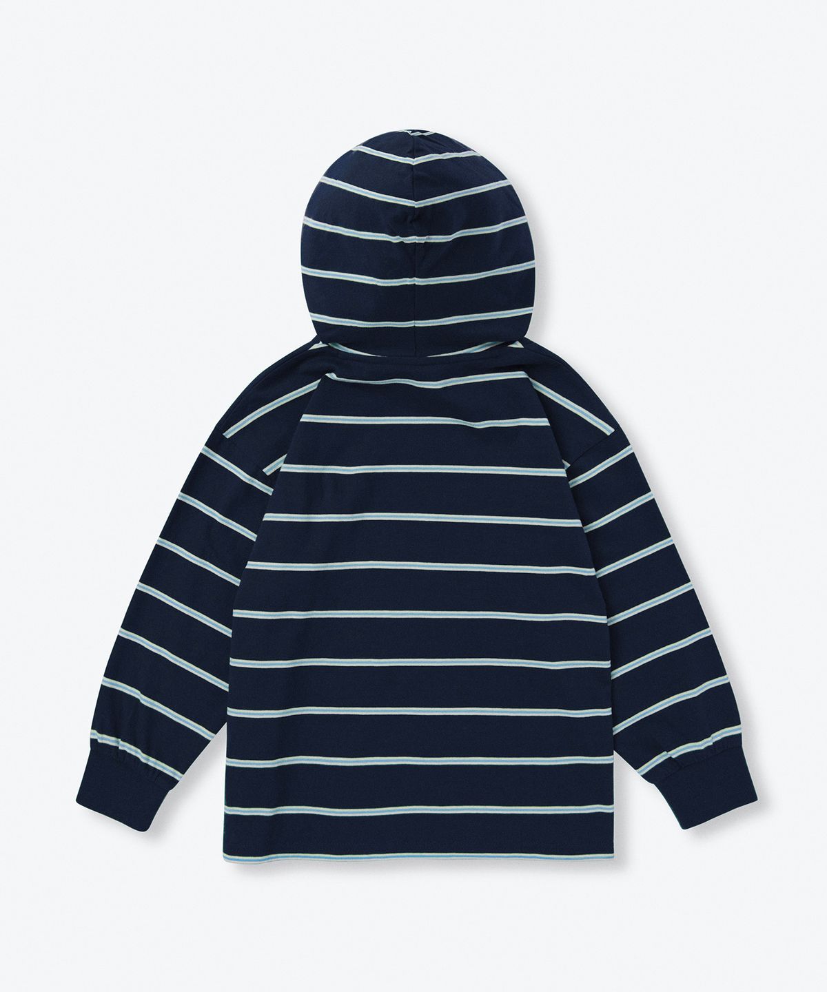 무신사 스탠다드 키즈(MUSINSA STANDARD KIDS) 멀티 스트라이프 후디드 긴소매 티셔츠 [네이비]