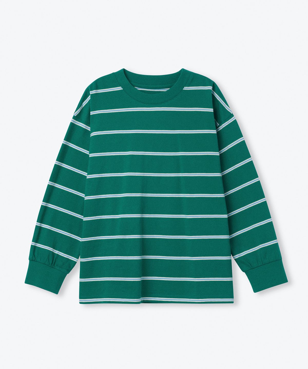무신사 스탠다드 키즈(MUSINSA STANDARD KIDS) 멀티 스트라이프 크루 넥 긴소매 티셔츠 2 [그린]