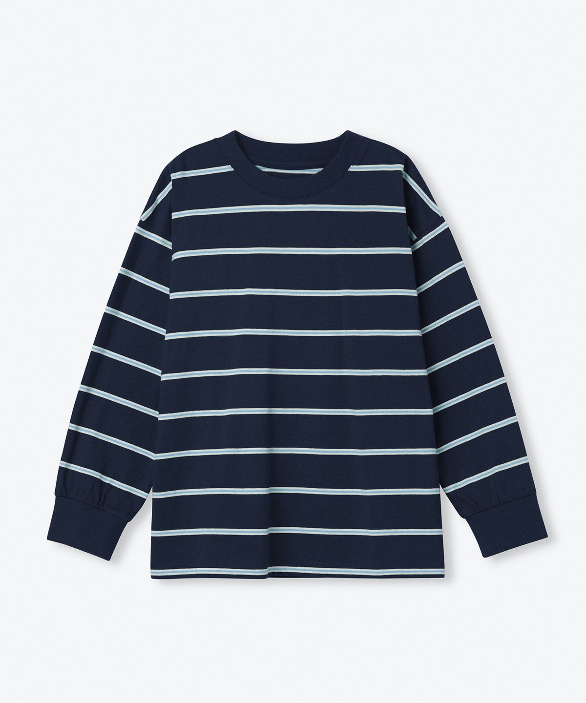 무신사 스탠다드 키즈(MUSINSA STANDARD KIDS) 멀티 스트라이프 크루 넥 긴소매 티셔츠 2 [네이비]