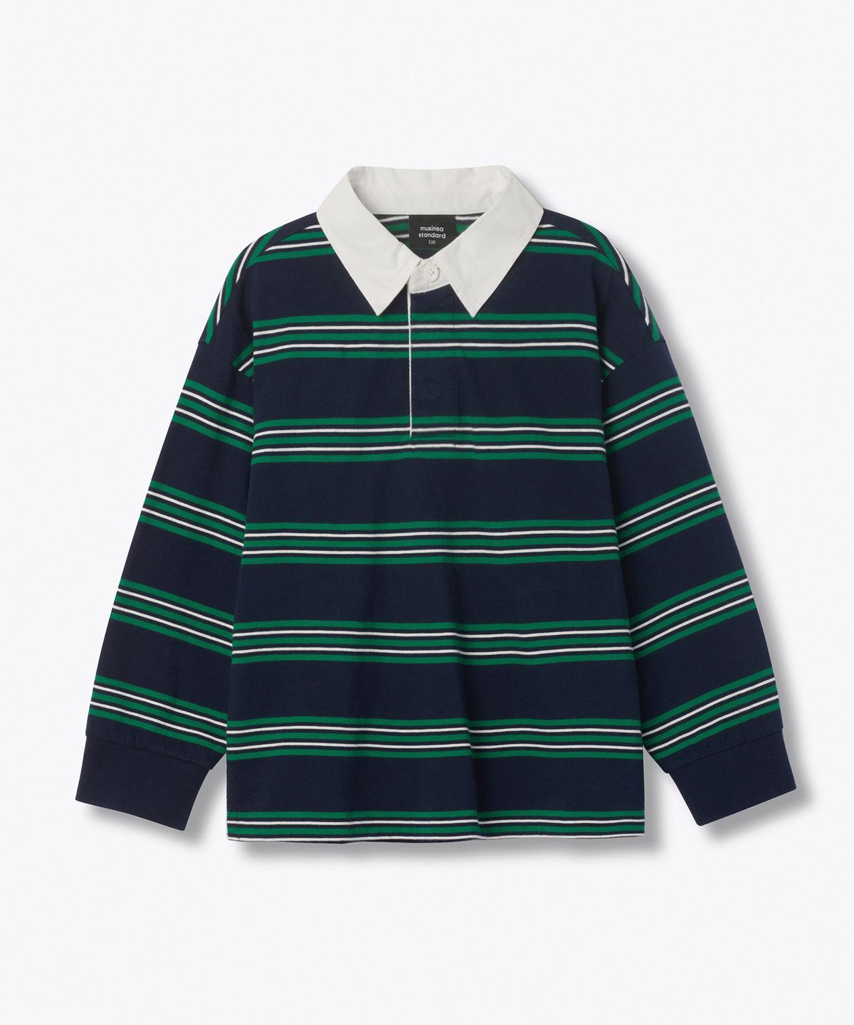 무신사 스탠다드 키즈(MUSINSA STANDARD KIDS) 멀티 스트라이프 럭비 셔츠 1 [네이비]