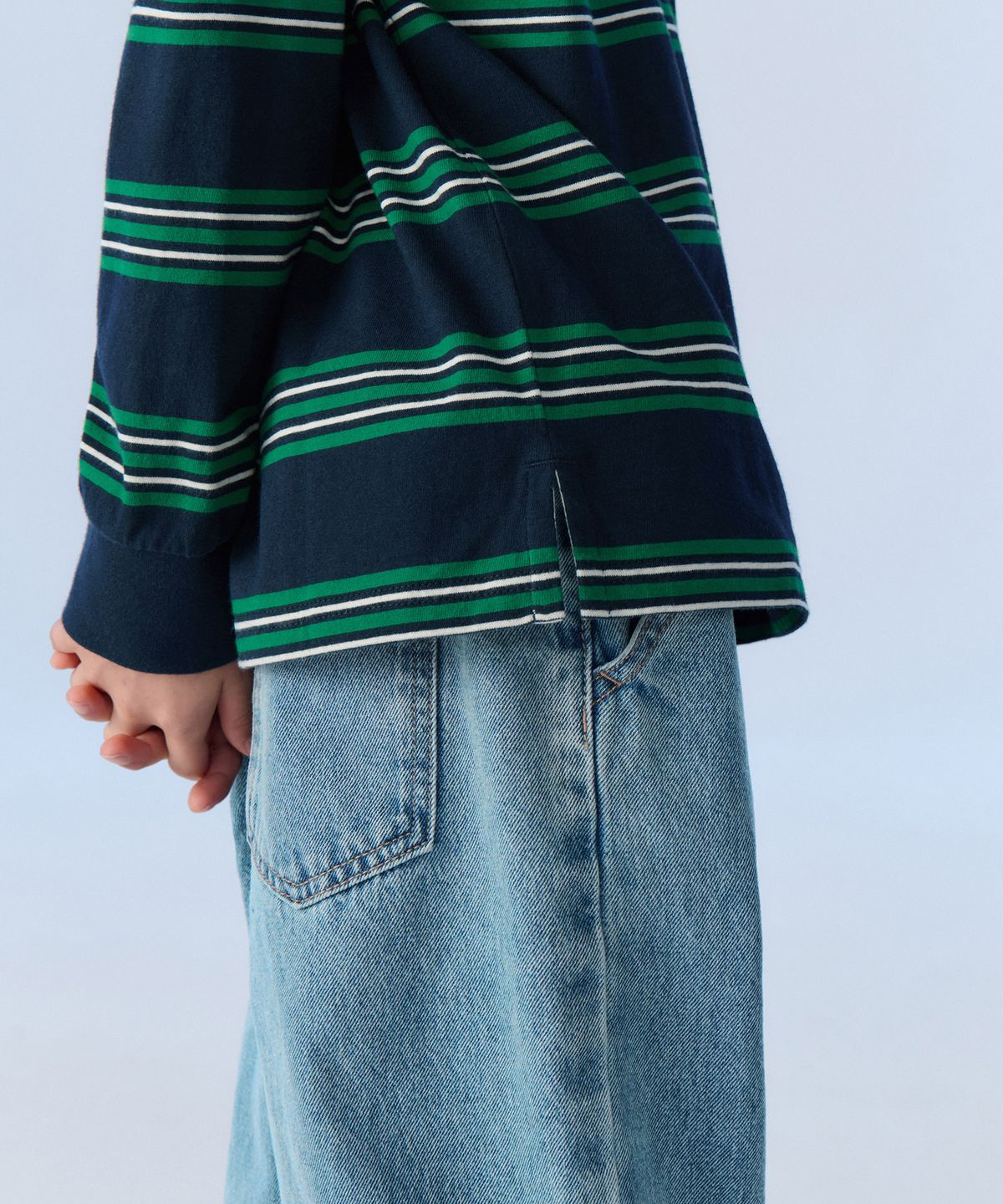 무신사 스탠다드 키즈(MUSINSA STANDARD KIDS) 멀티 스트라이프 럭비 셔츠 1 [네이비]