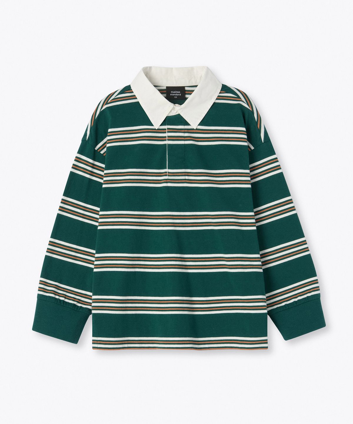 무신사 스탠다드 키즈(MUSINSA STANDARD KIDS) 멀티 스트라이프 럭비 셔츠 1 [그린]