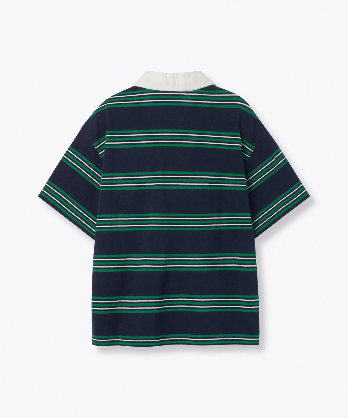 무신사 스탠다드 키즈(MUSINSA STANDARD KIDS) 멀티 스트라이프 반소매 럭비 셔츠1 [네이비]
