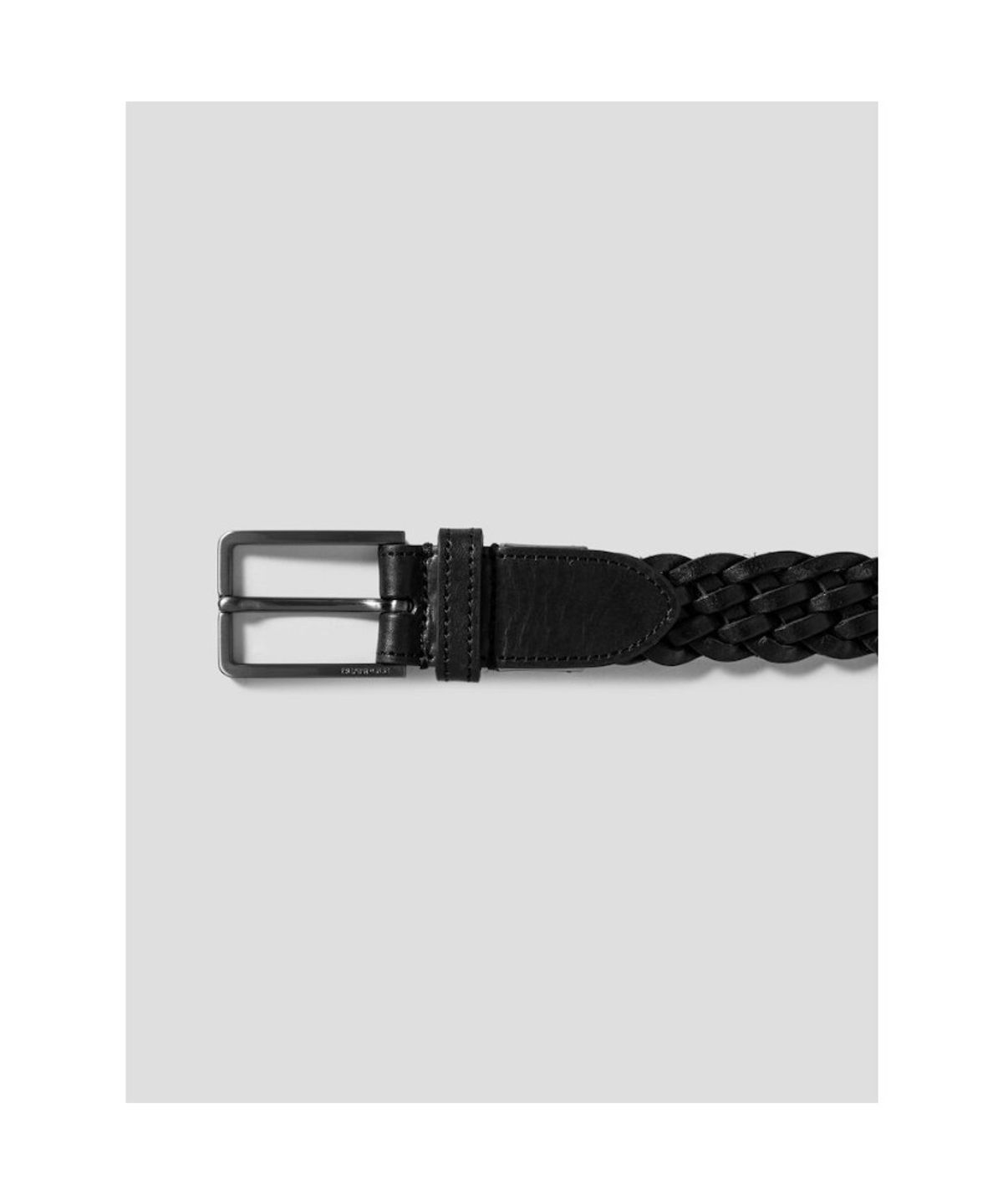 빈폴 액세서리(BEANPOLE ACCESSORY) 가죽 짜임 사각 버클 벨트- 블랙