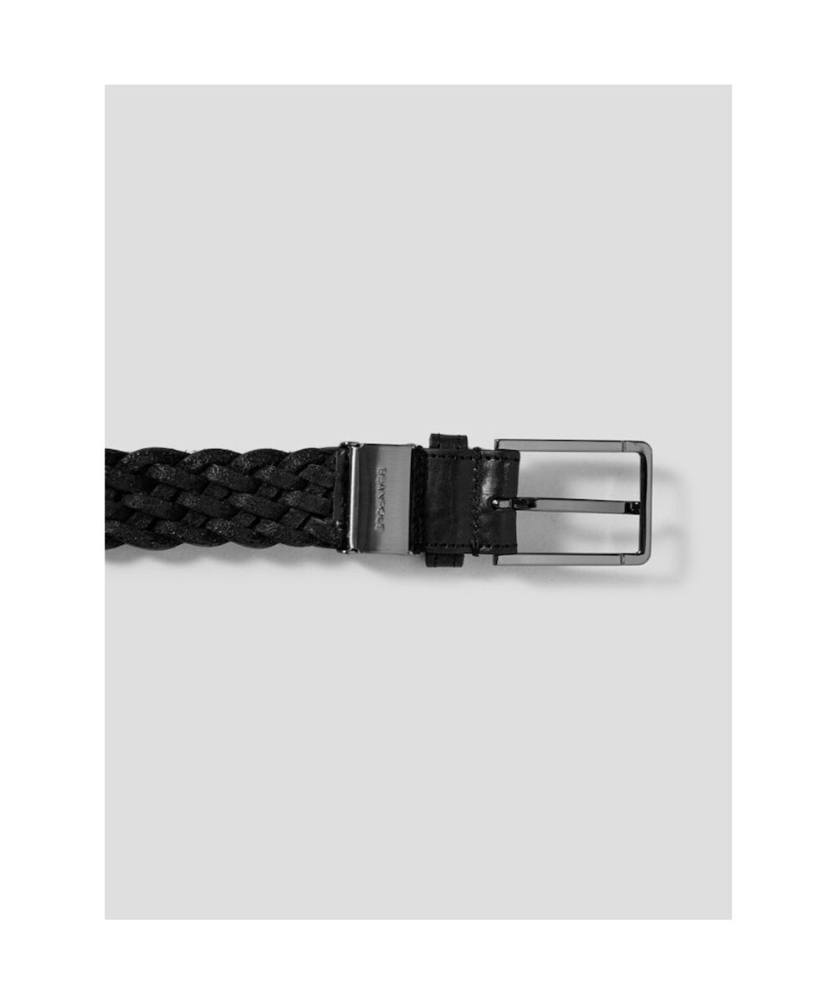 빈폴 액세서리(BEANPOLE ACCESSORY) 가죽 짜임 사각 버클 벨트- 블랙