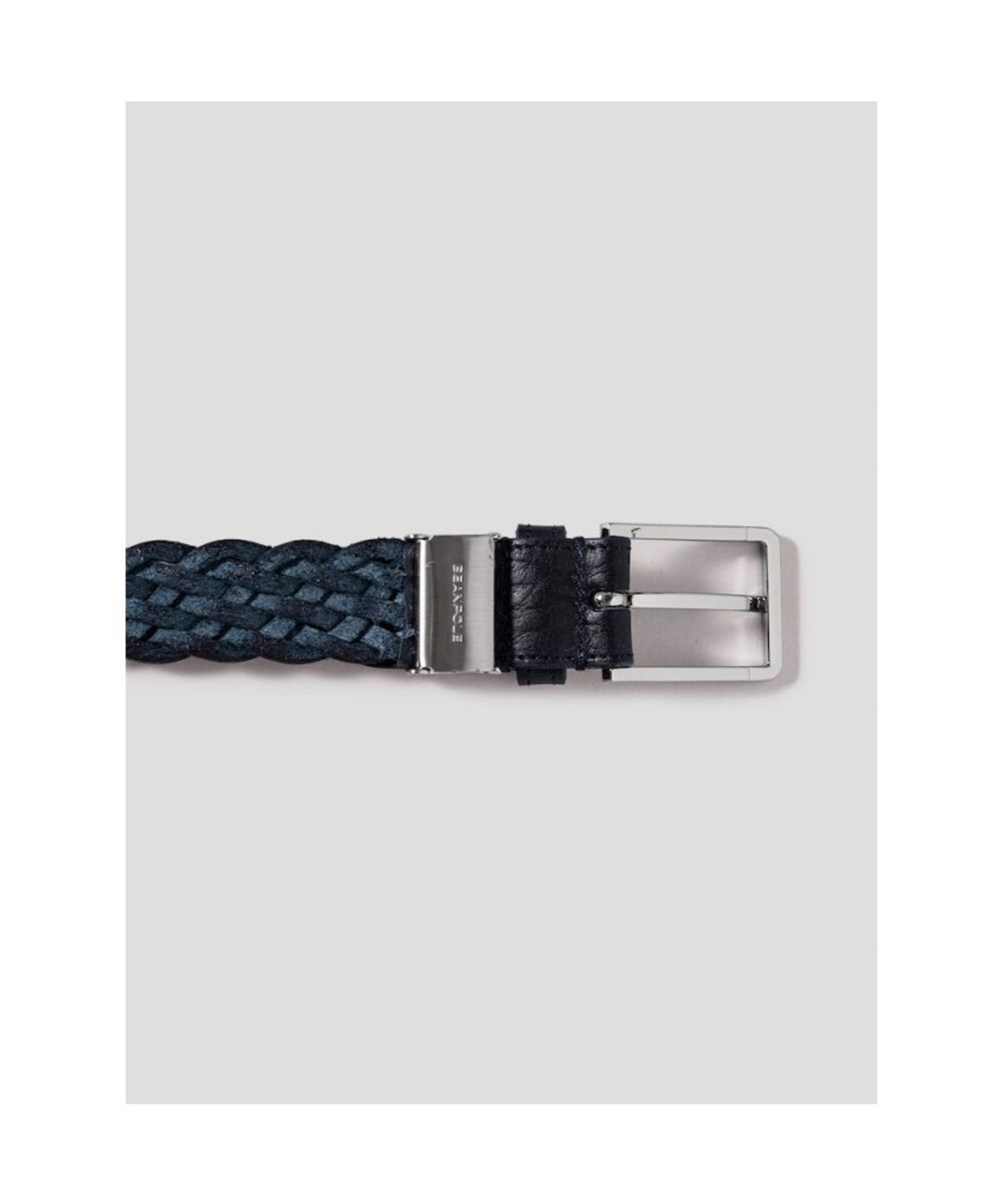 빈폴 액세서리(BEANPOLE ACCESSORY) 가죽 짜임 사각 버클 벨트 - 네이비