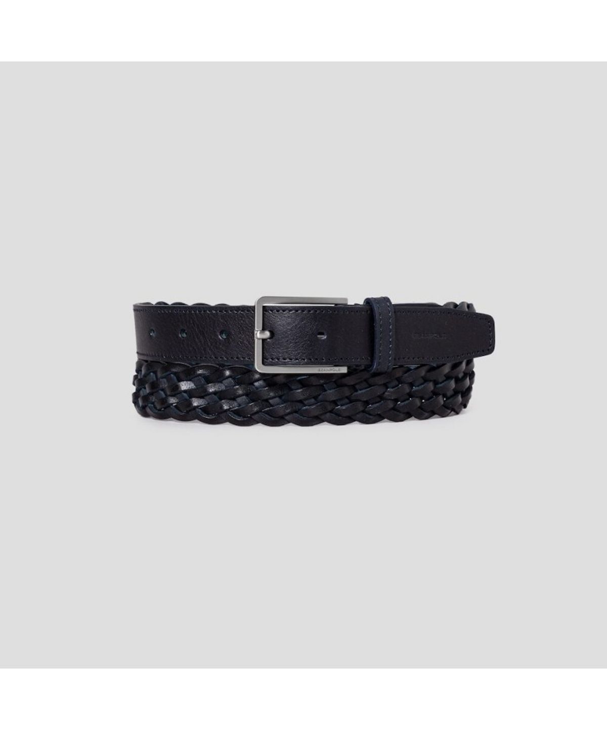 빈폴 액세서리(BEANPOLE ACCESSORY) 가죽 짜임 사각 버클 벨트 - 네이비