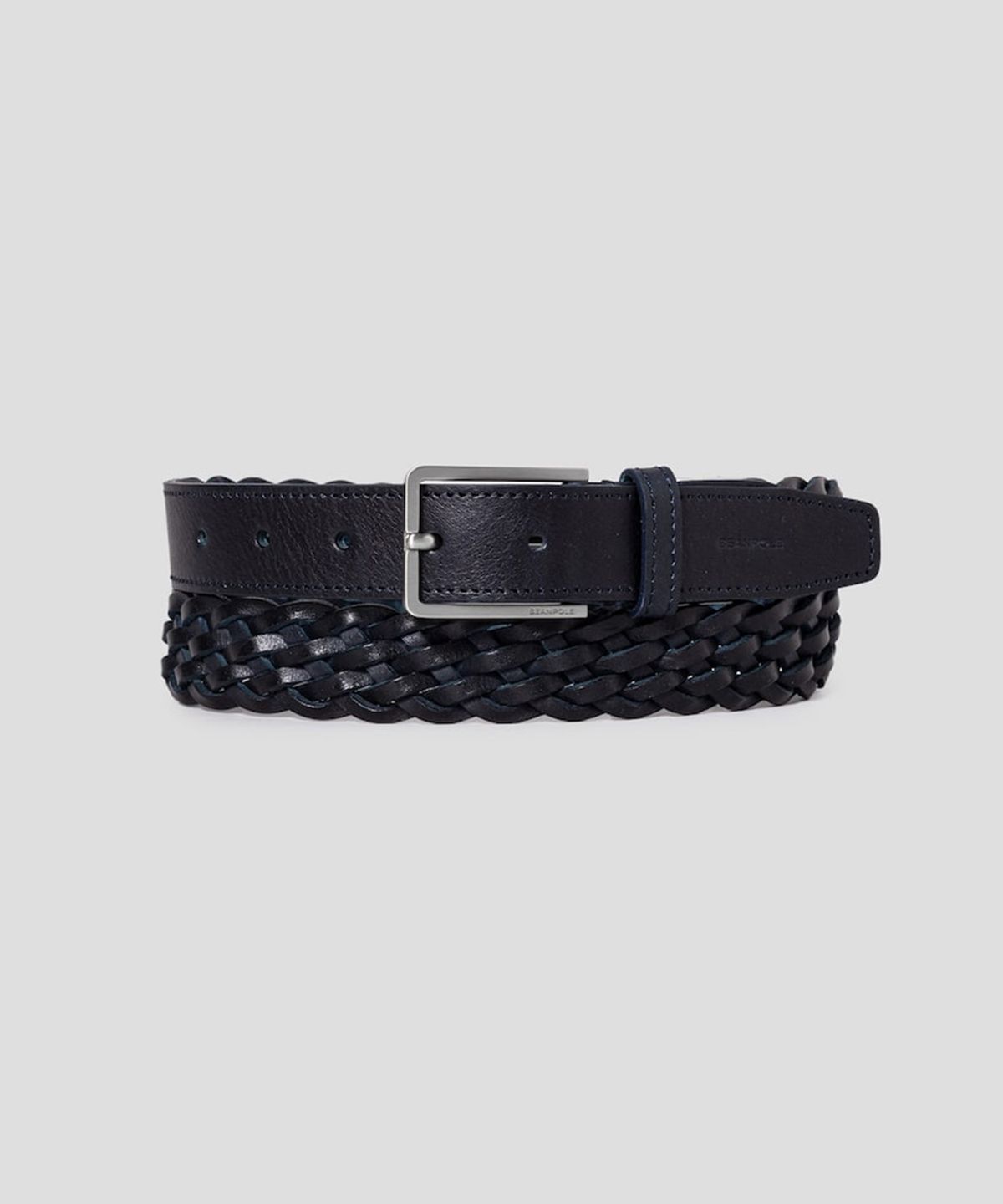 빈폴 액세서리(BEANPOLE ACCESSORY) 가죽 짜임 사각 버클 벨트 - 네이비