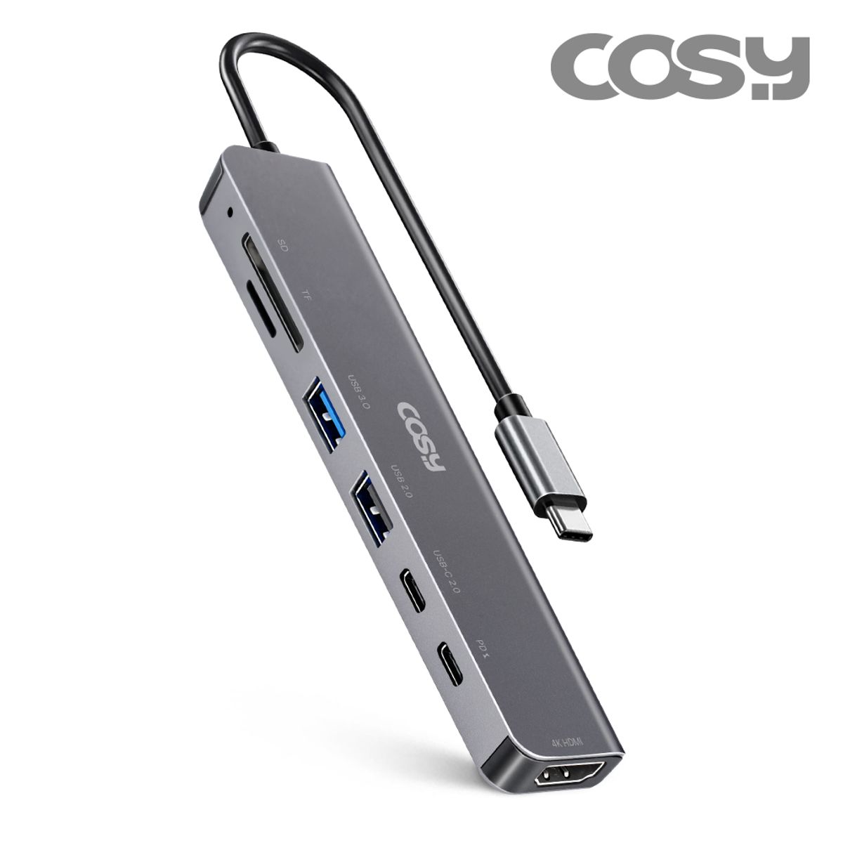 코시(COSY) 디키 C타입 7in1 멀티허브(HDMI, SD, TF, USB 3.0/2.0, PD) MH5103UHC