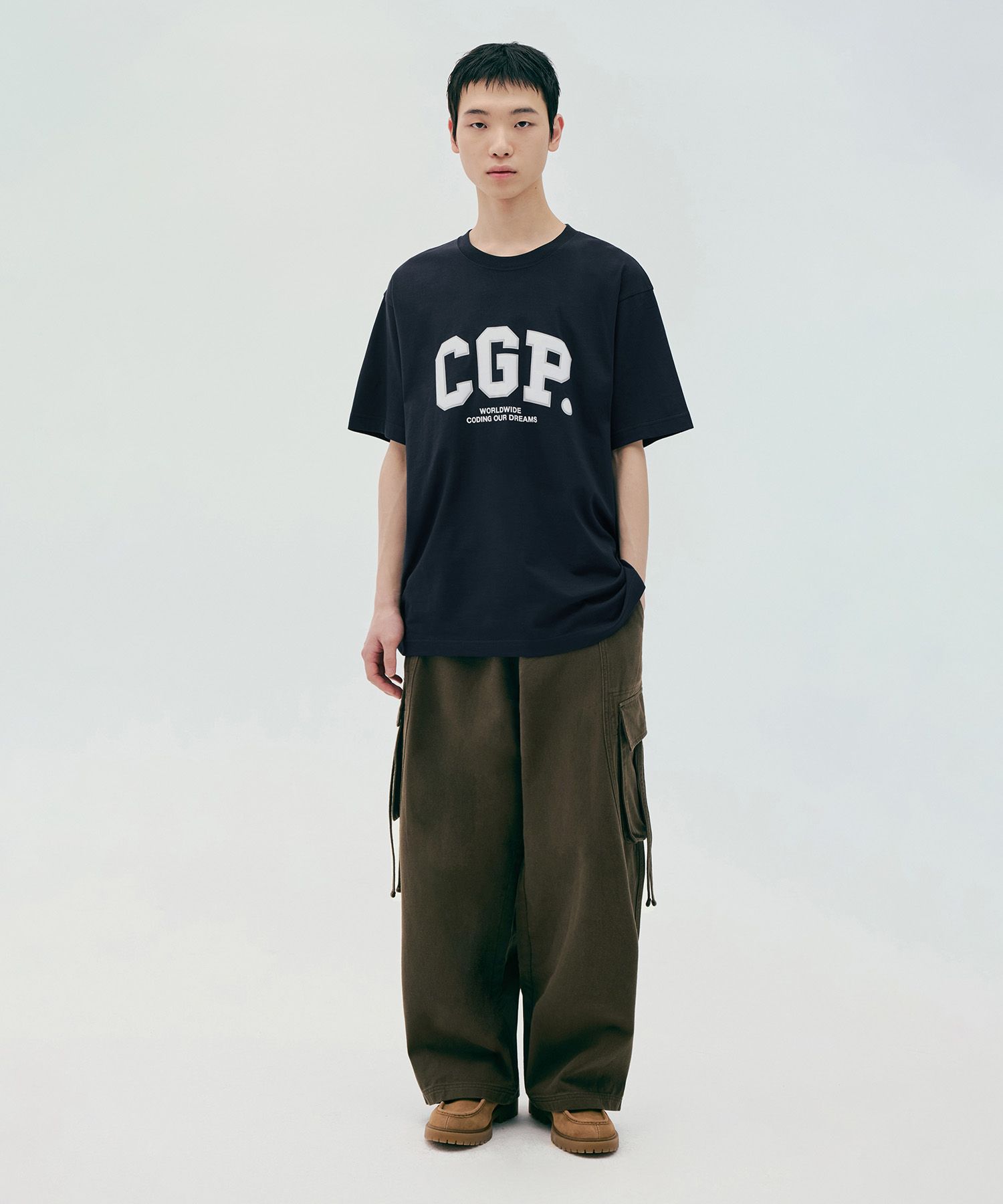 MUSINSA | Codegraphy Extra wide fit cargo cotton pants_brown